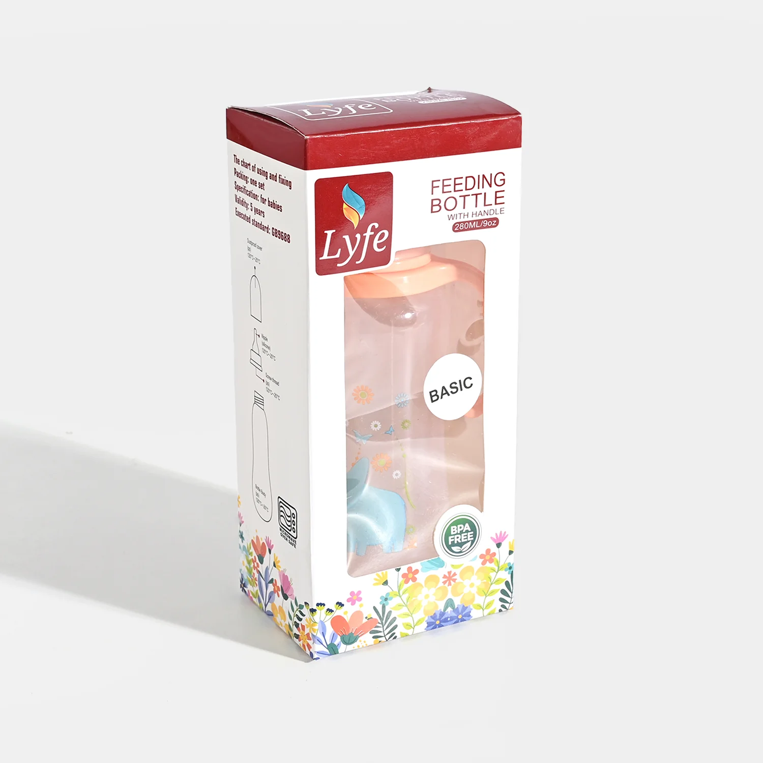 Lyfe Baby Plastic Feeding Bottle 9Oz |280ml |Natural Orange - Image 3