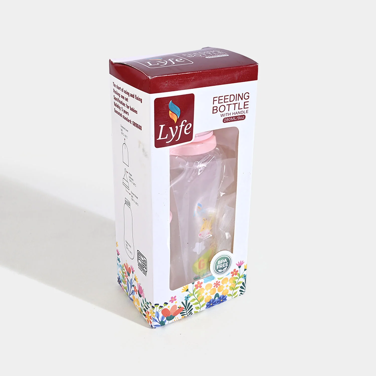 Lyfe Baby Plastic Feeding Bottle 9Oz |280ml |Natural Pink - Image 3