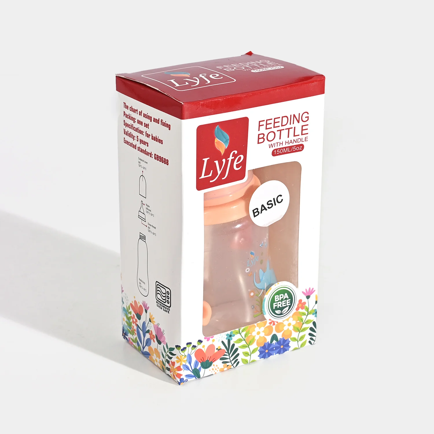 Lyfe Baby Plastic Feeding Bottle 5Oz |150ml |Basic Natural Orange - Image 3