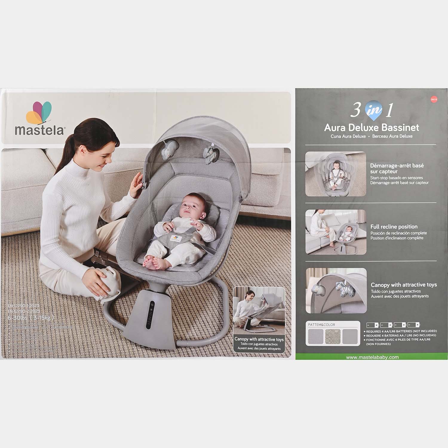 3-in-1 Aura Deluxe Bassinet Auto Swing Mastela | 8018 - Image 3