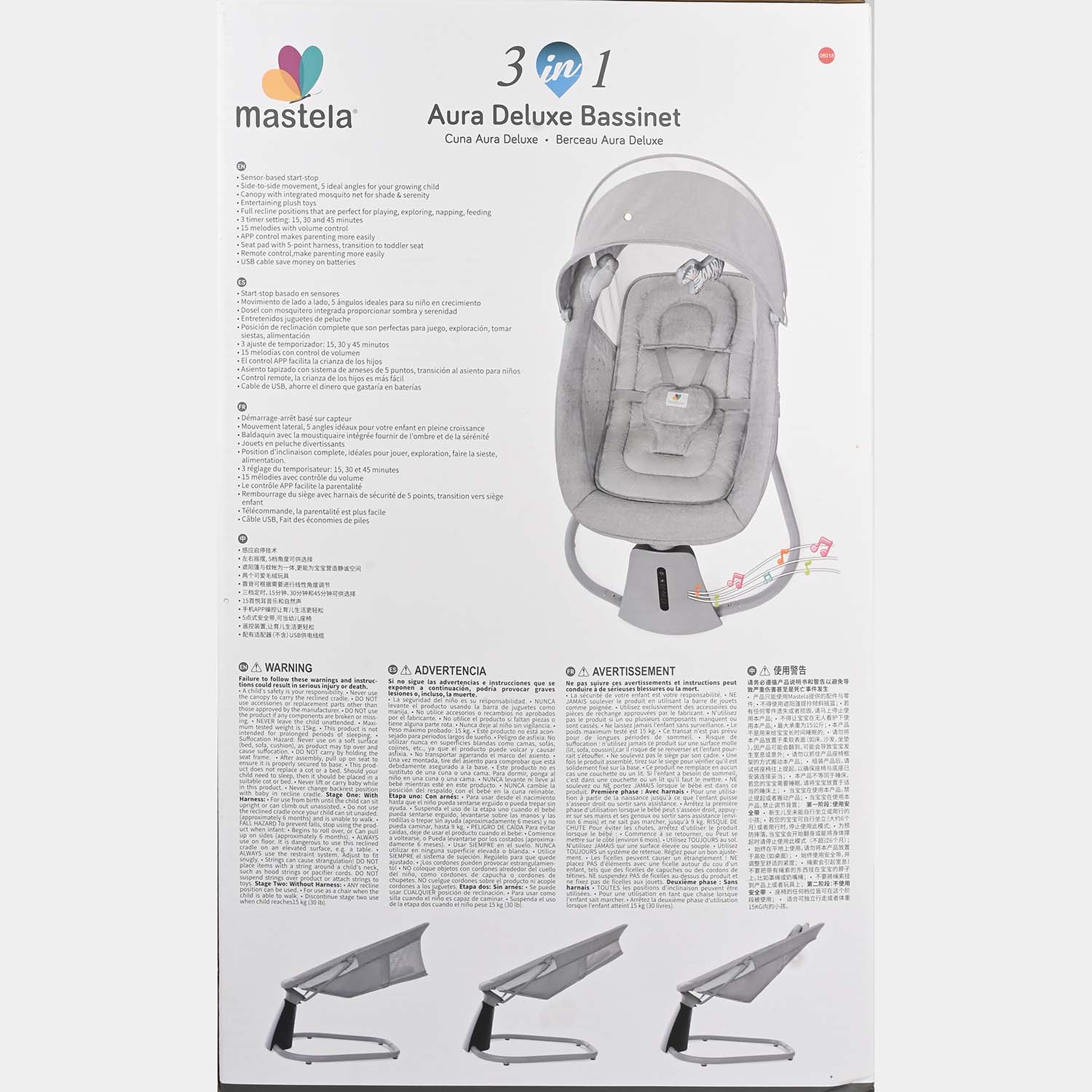 3-in-1 Aura Deluxe Bassinet Auto Swing Mastela | 8018 - Image 5