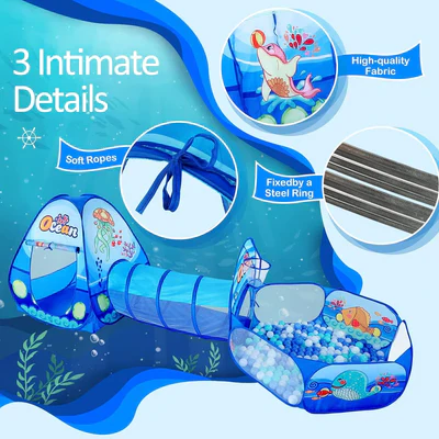 3in 1 Kids Play Tent Tunnel - Image 4
