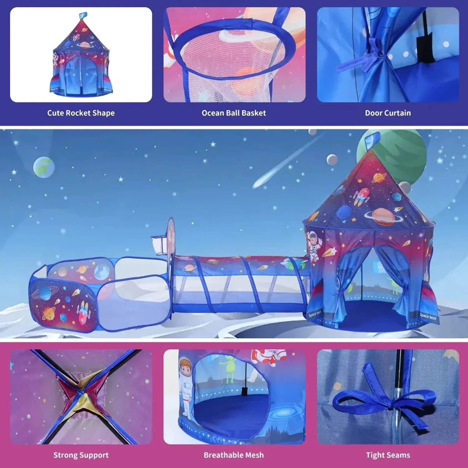 3in1 Space Castle Tent House For Kids - Image 4