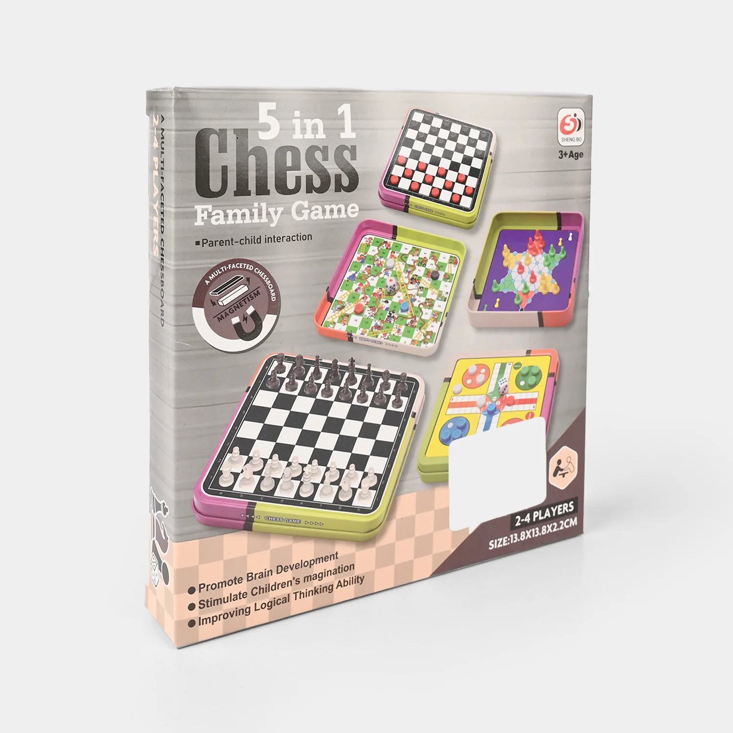 5 In 1 Board Game Chess Checkers Ludo Family Game - Image 3