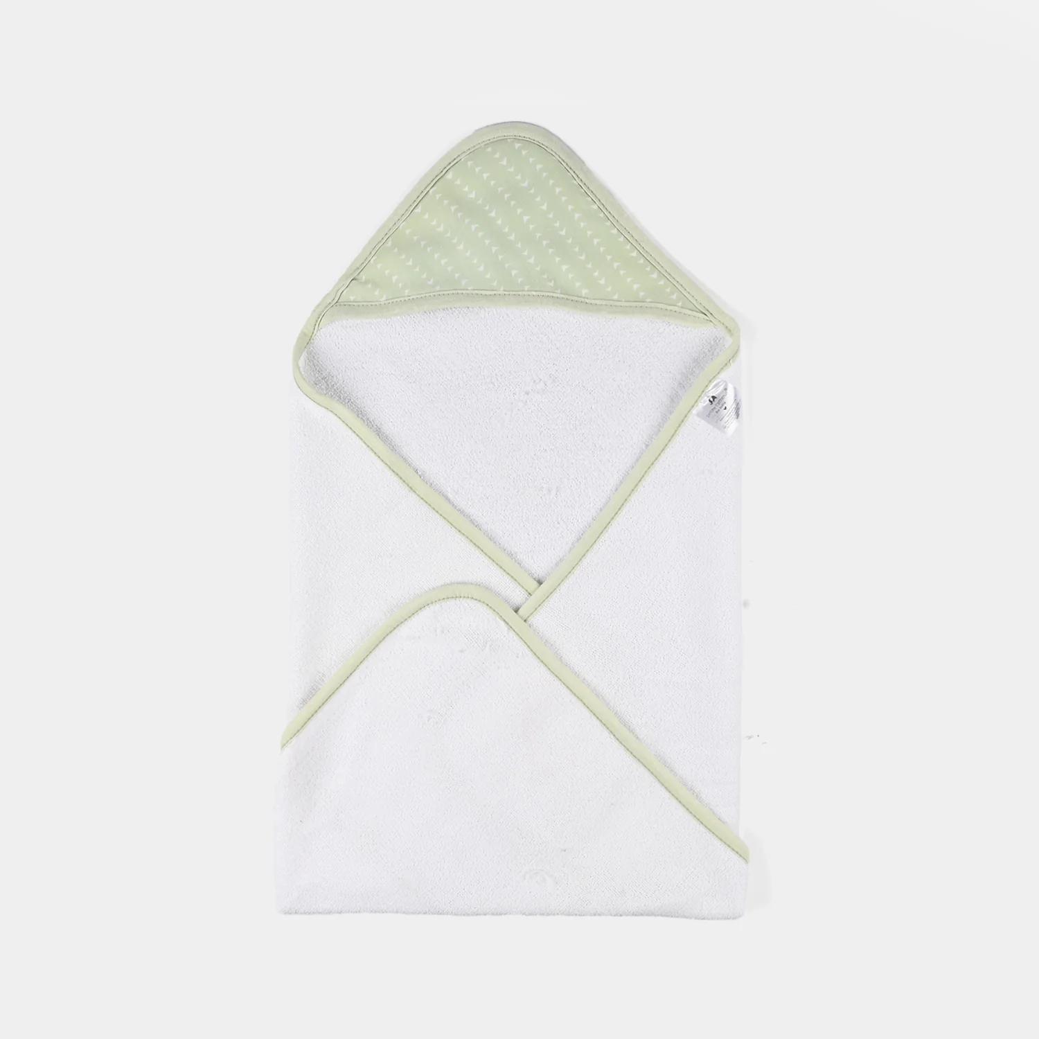 Baby Bath Towel White Green