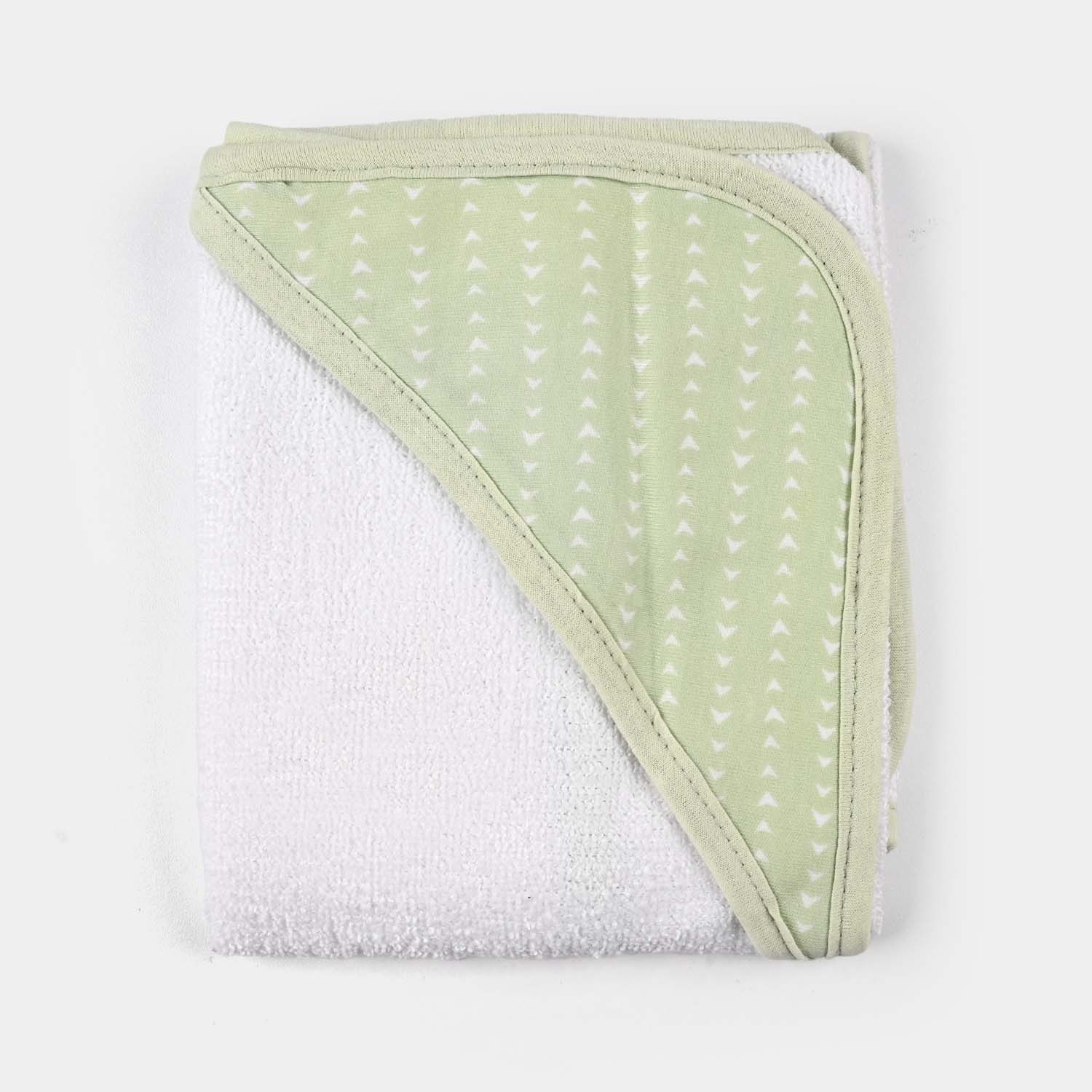 Baby Bath Towel White Green - Image 3