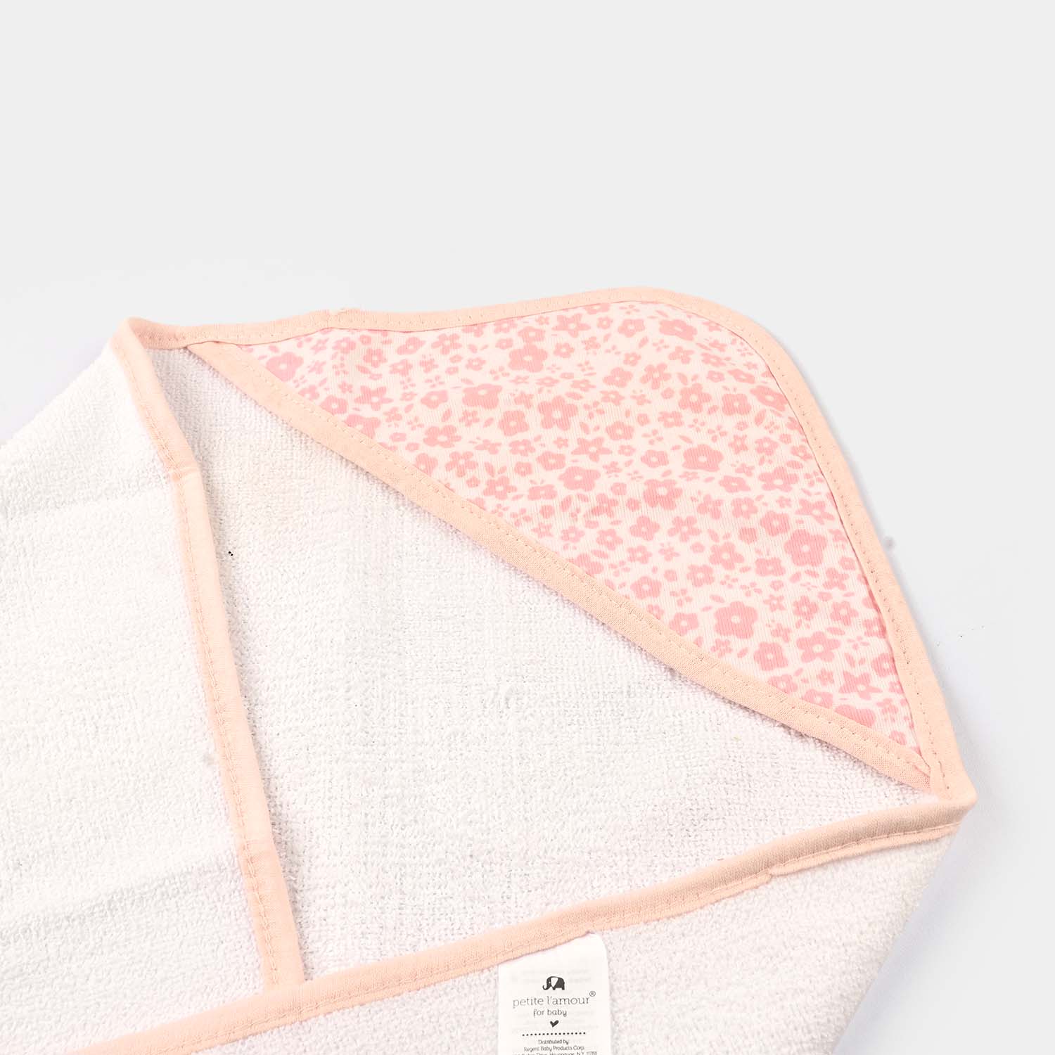 Baby Bath Towel White Pink - Image 2