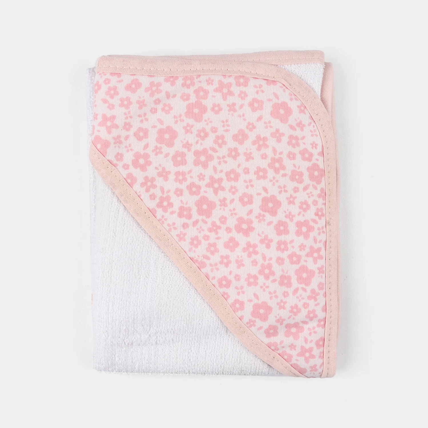 Baby Bath Towel White Pink - Image 3
