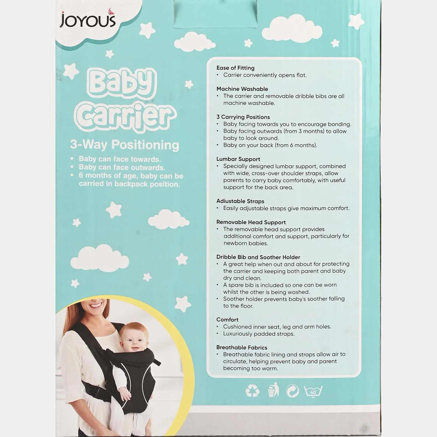 Baby Carrier Joyous 3-Way Positioning - Image 3