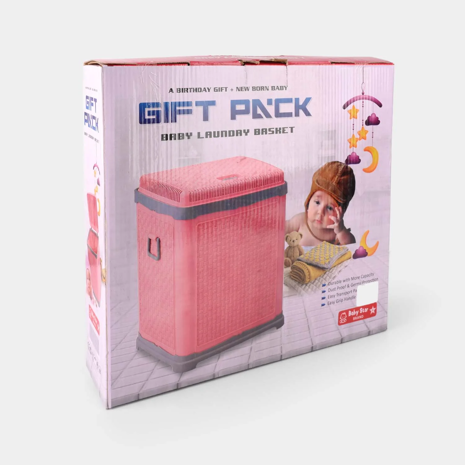 Durable Plastic Laundry Basket | PINK - Image 2