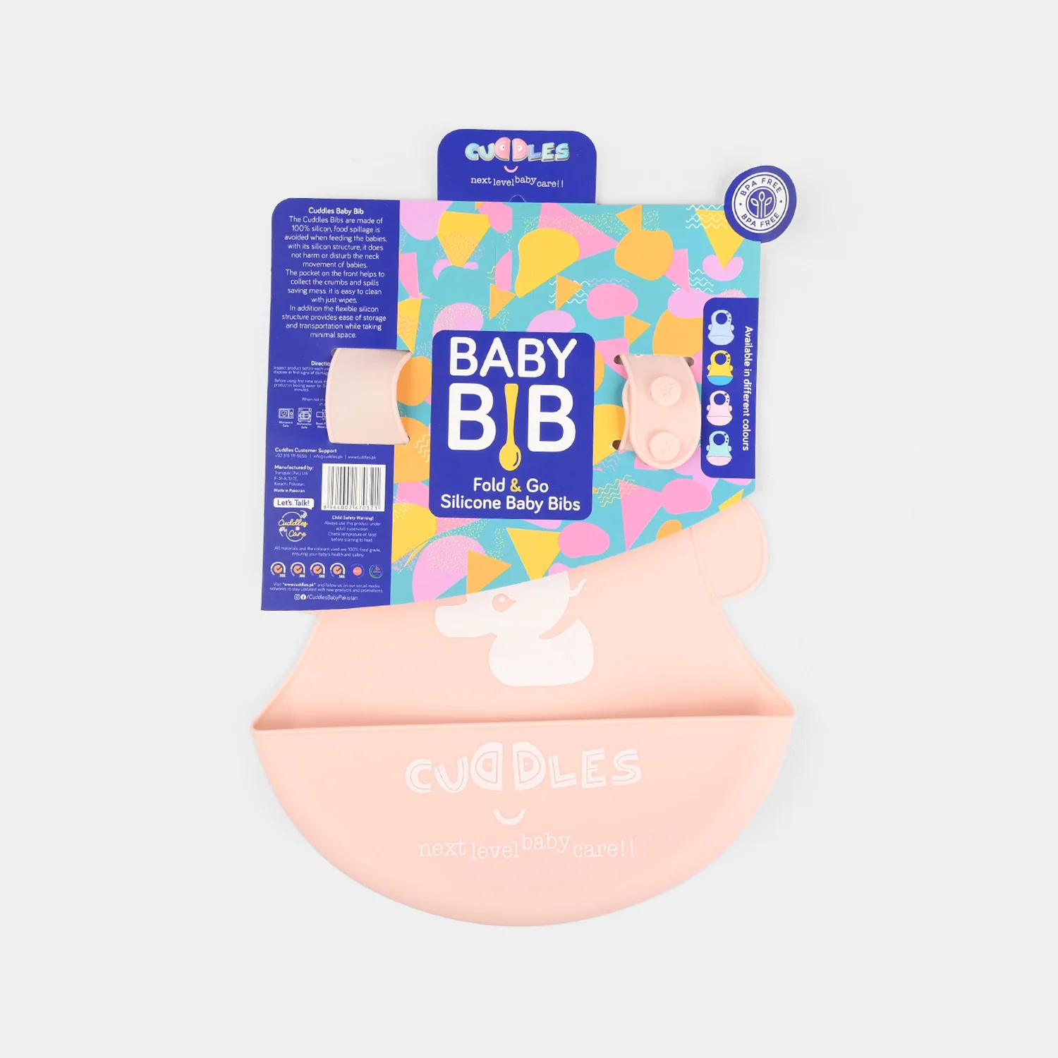 Fold & Go Cuddles Silicone Baby Bib - Image 3