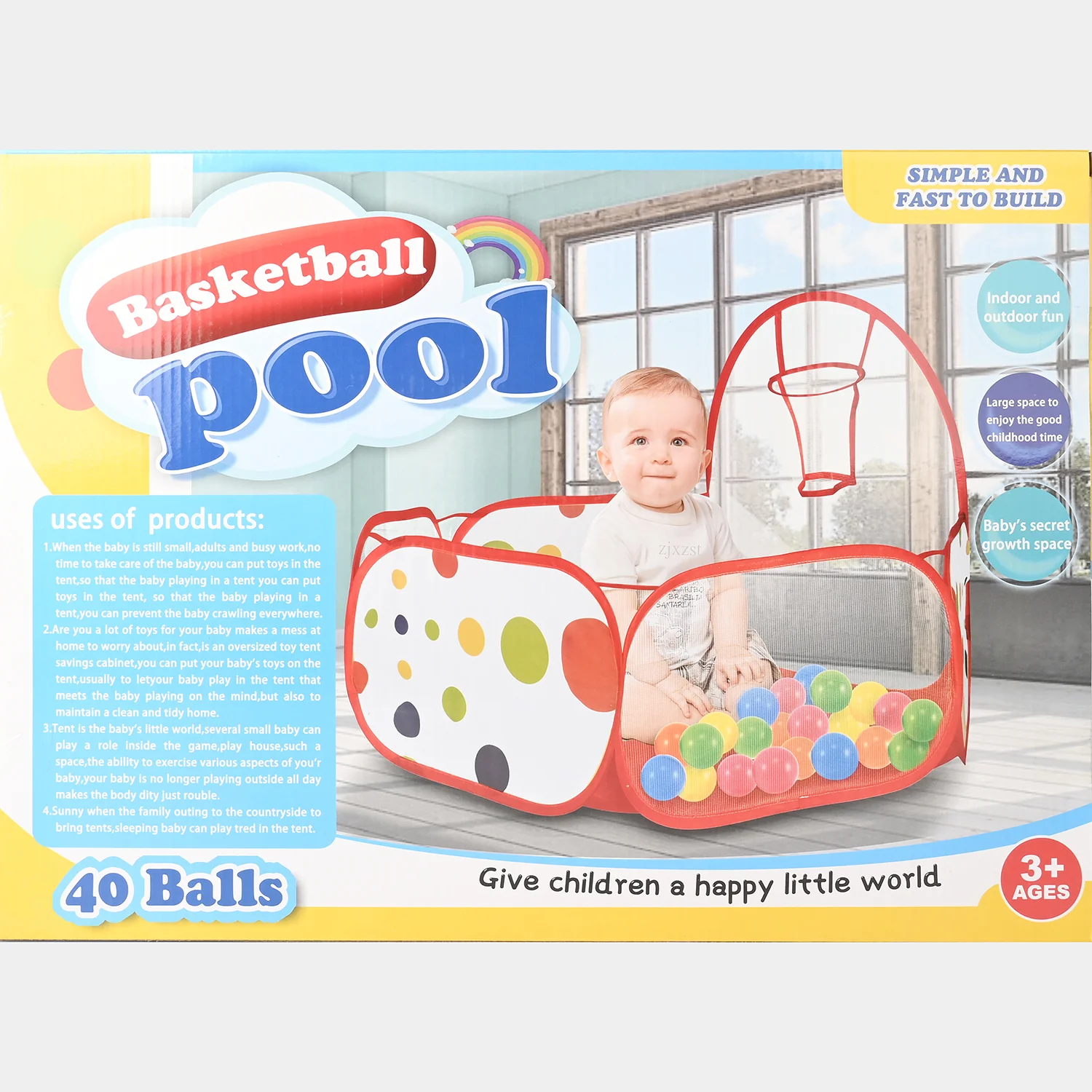 Basketball Pool Tent House for Kids - Image 3