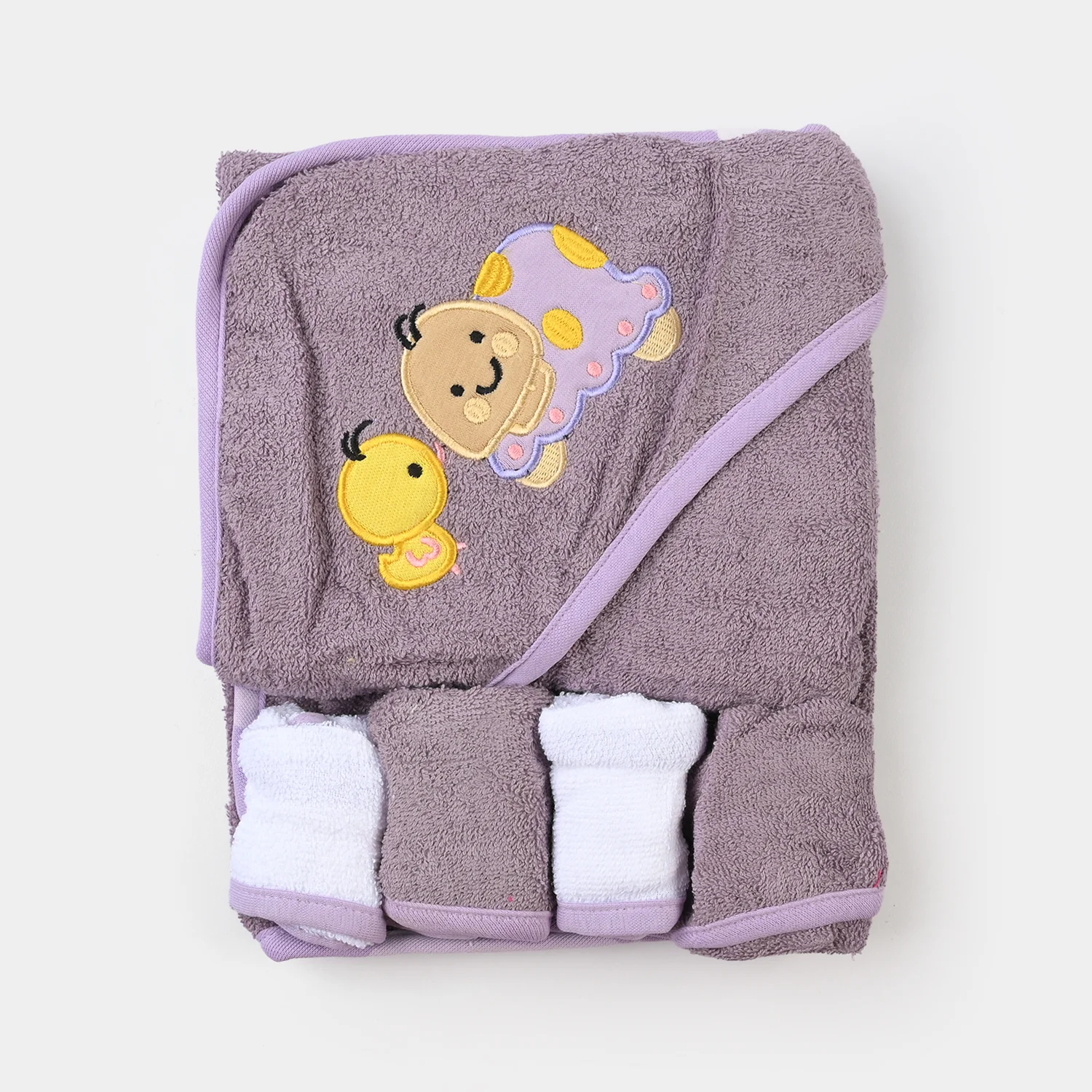 BABY HOODED BATH TOWEL SET | 975-PURPLE - Image 4
