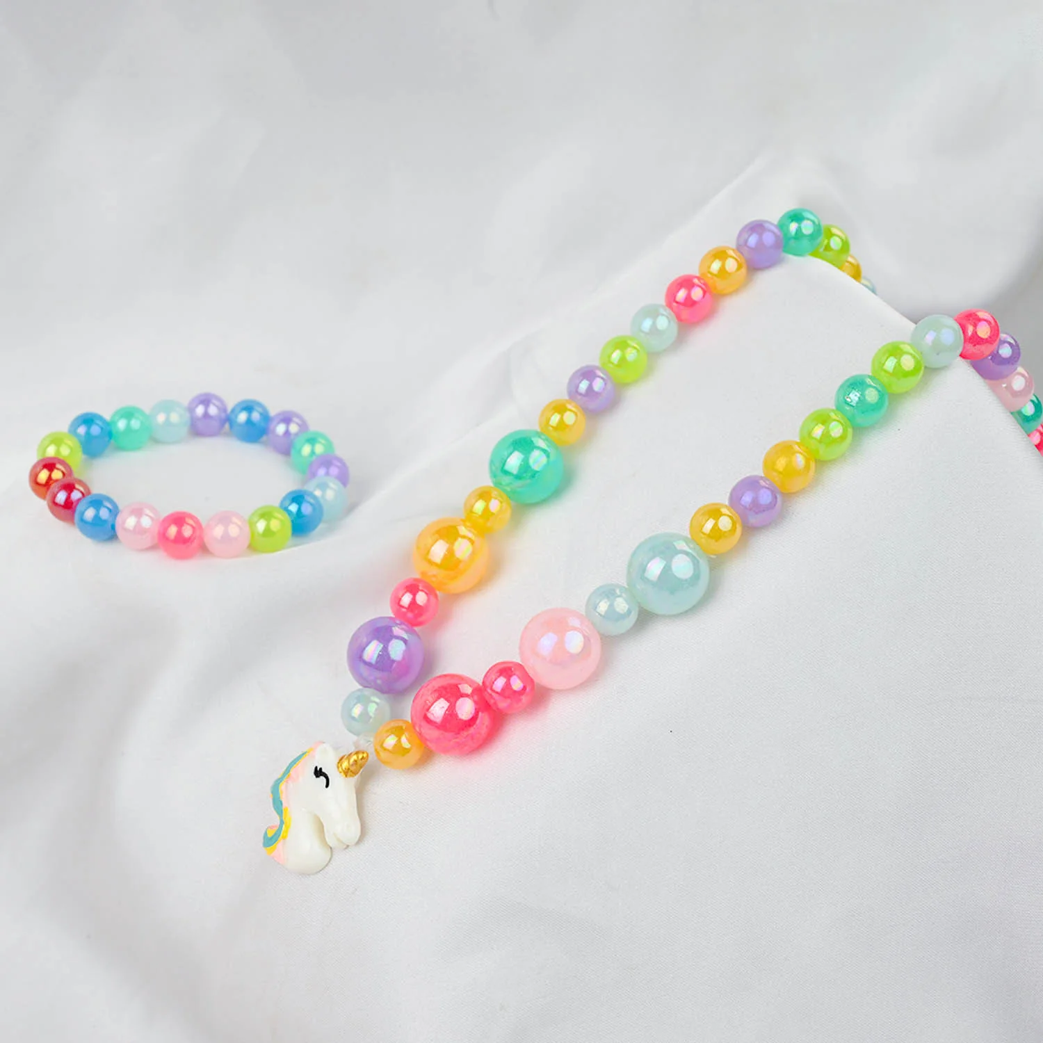 GIRLS CHARM BEADED NECKLACE & BRACELET