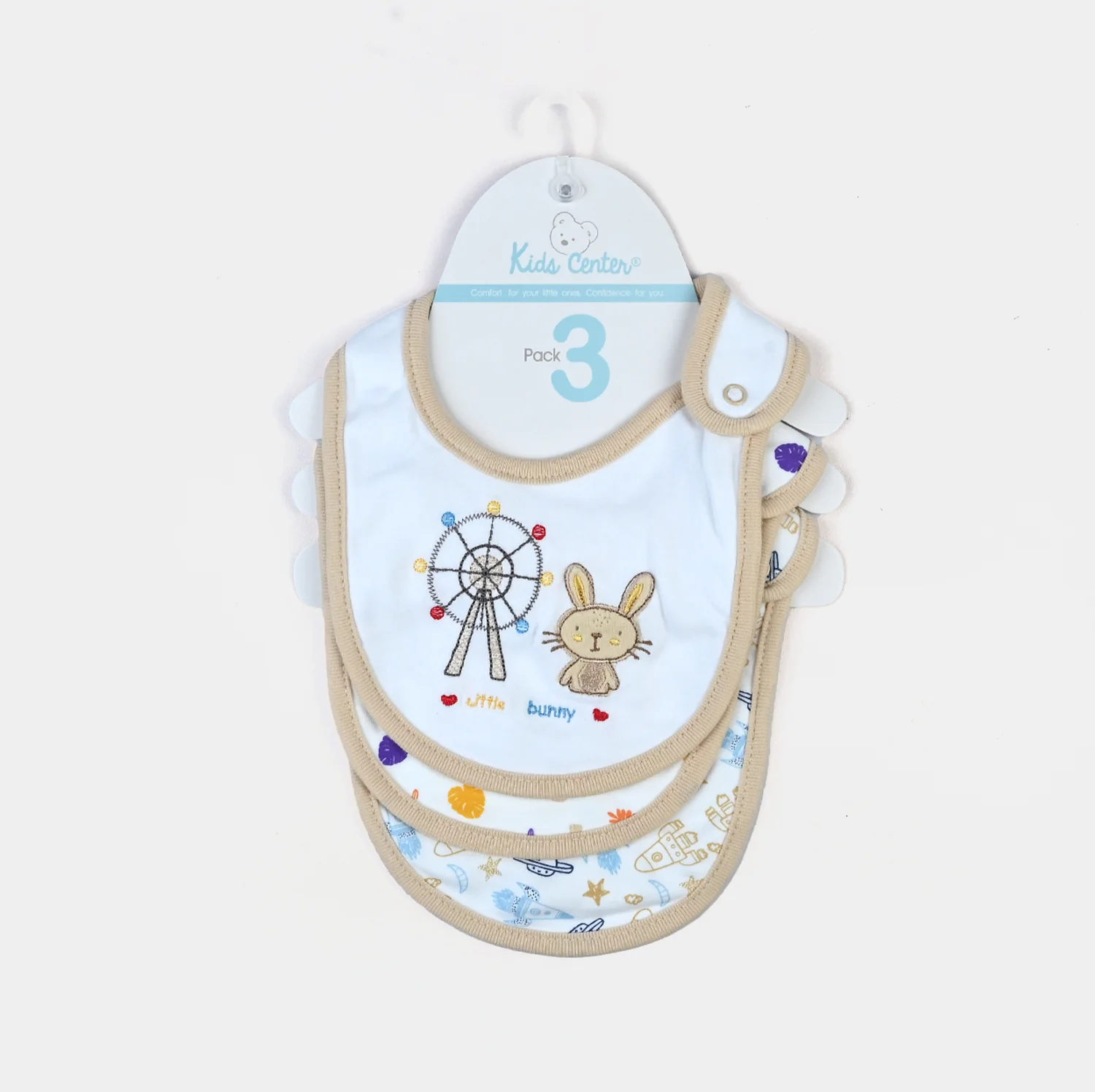 Pack Of 3 Baby Cotton Interlock Bibs Set-MIX - Image 4