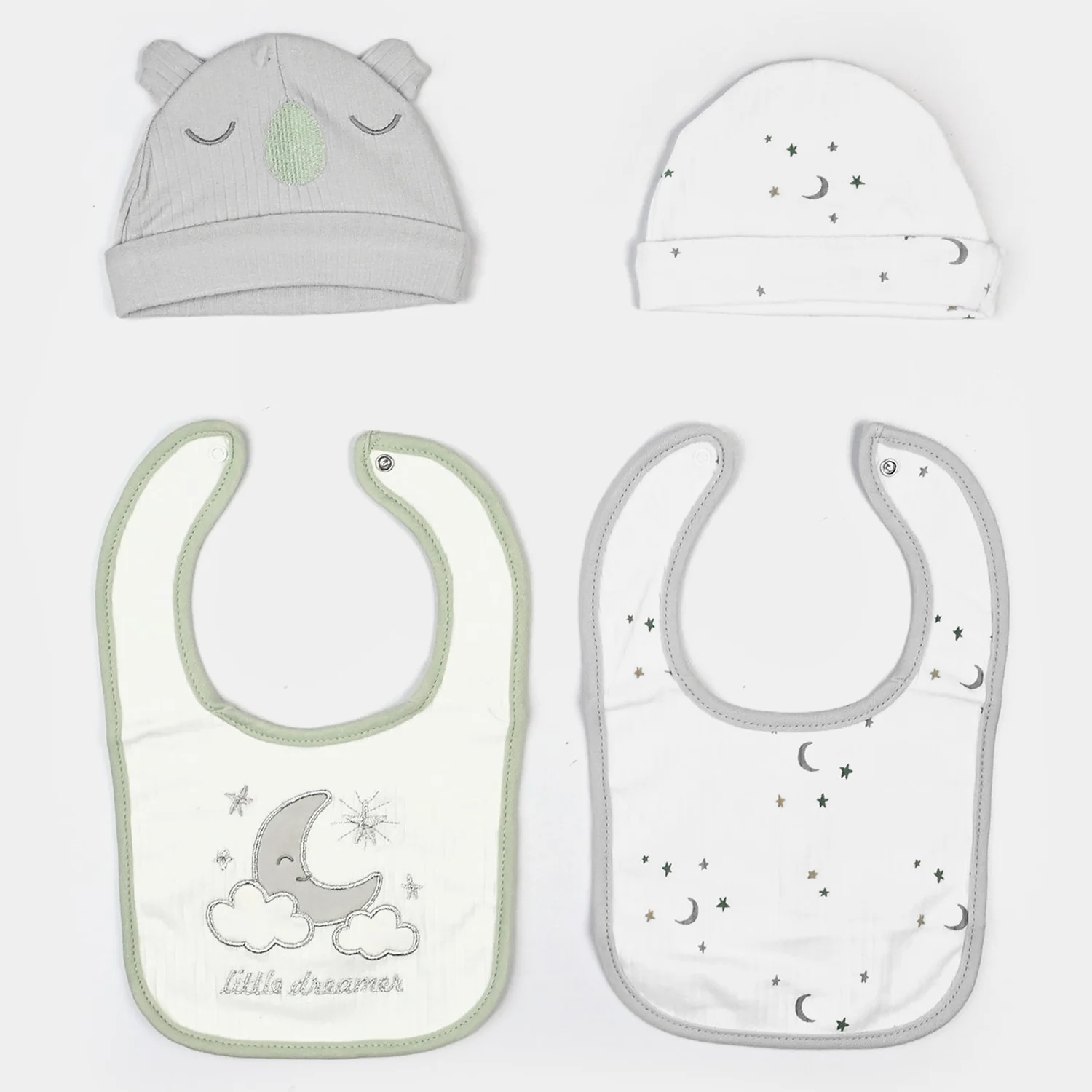 Infant Caps & Bib Set | 0-6M