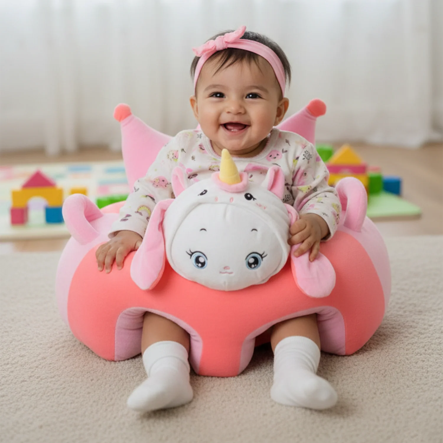 Baby Crown Floor Seat/Support Sofa Seat 6M+ | 952-Pink