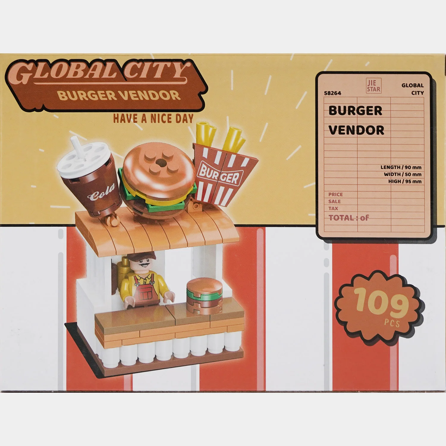 Burger Stall Building Blocks Play Set for Kids - Image 3