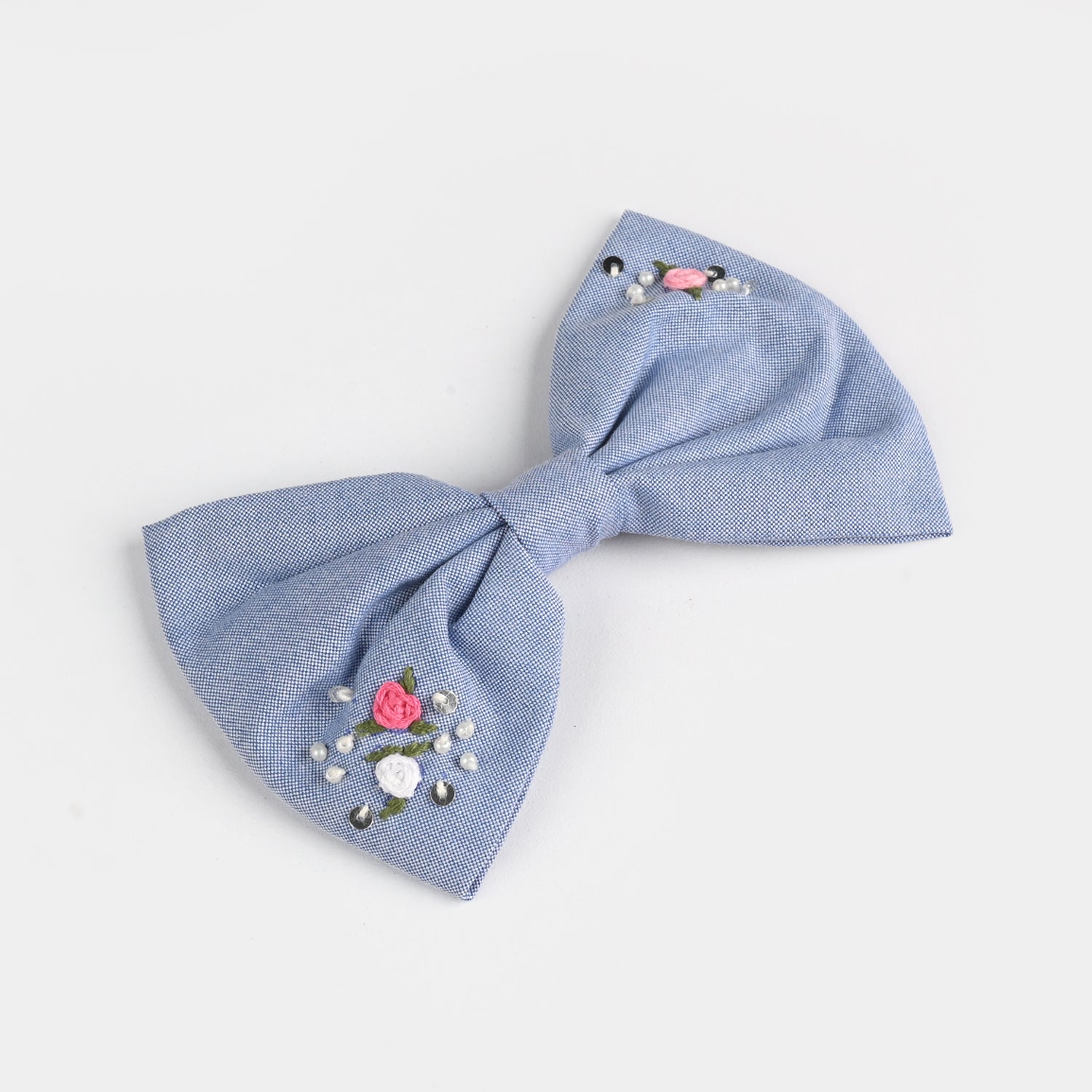 Handmade Embroidered Bow Hair Pin