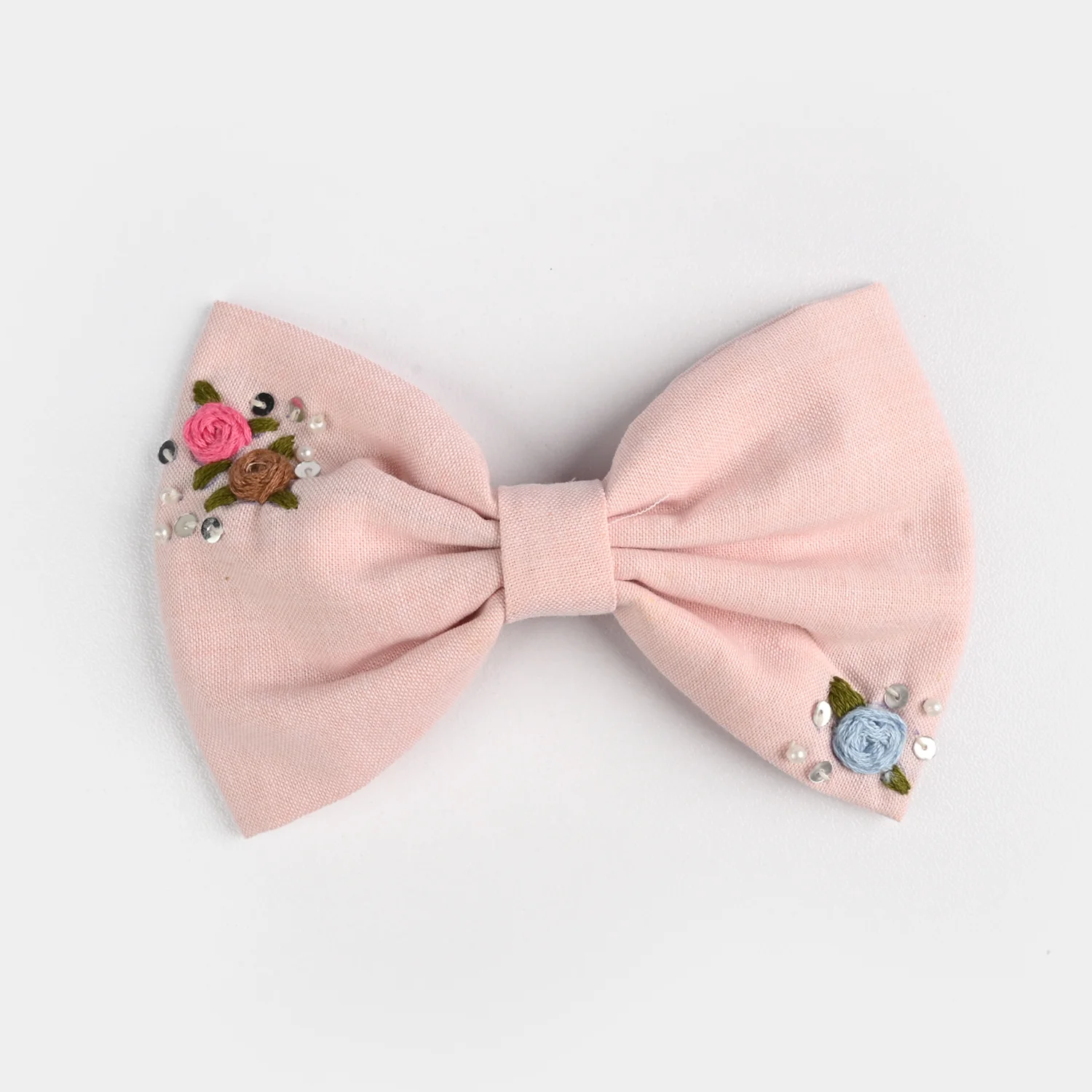 Handmade Embroidered Bow Hair Pin - Image 2