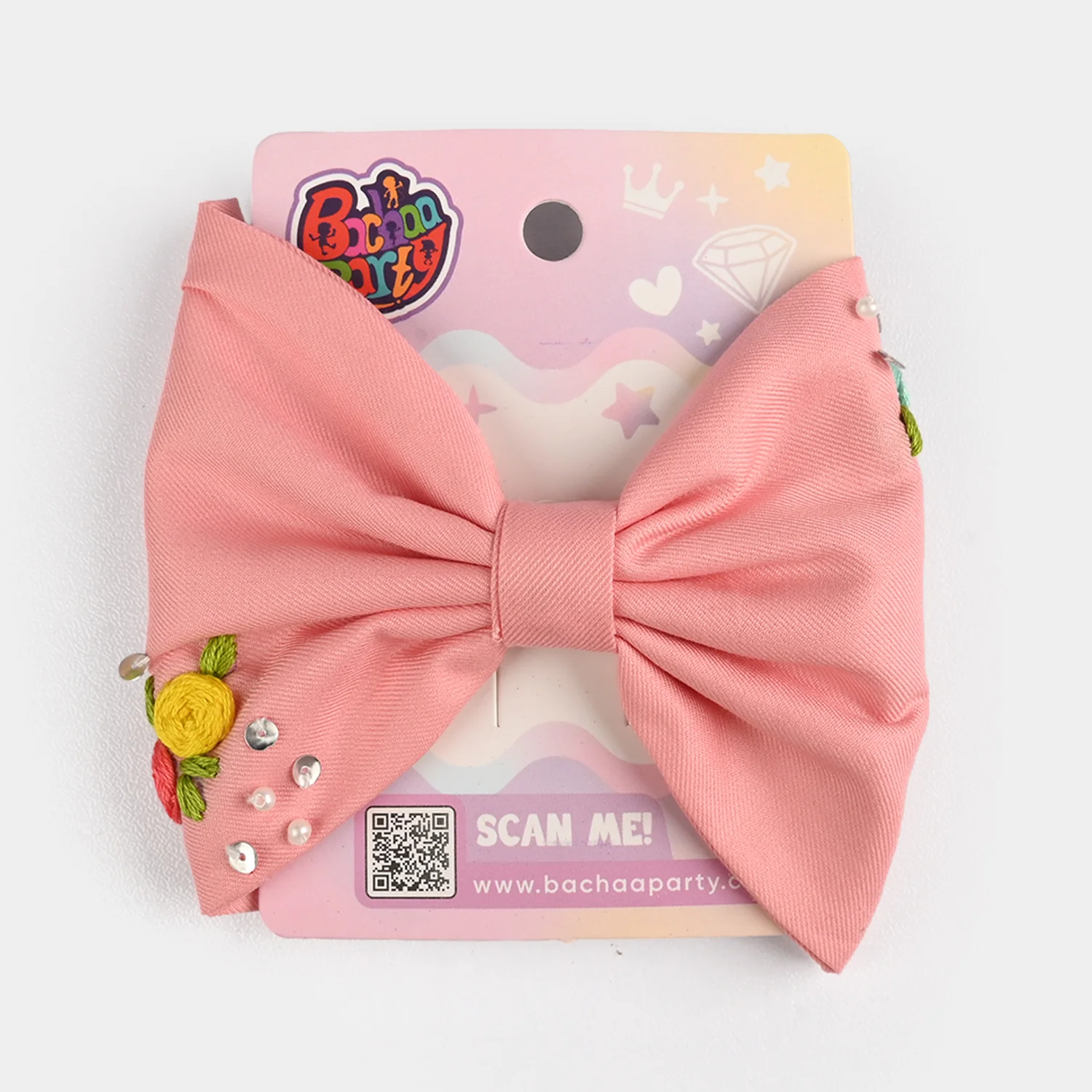 Handmade Embroidered Bow Hair Pin - Image 3