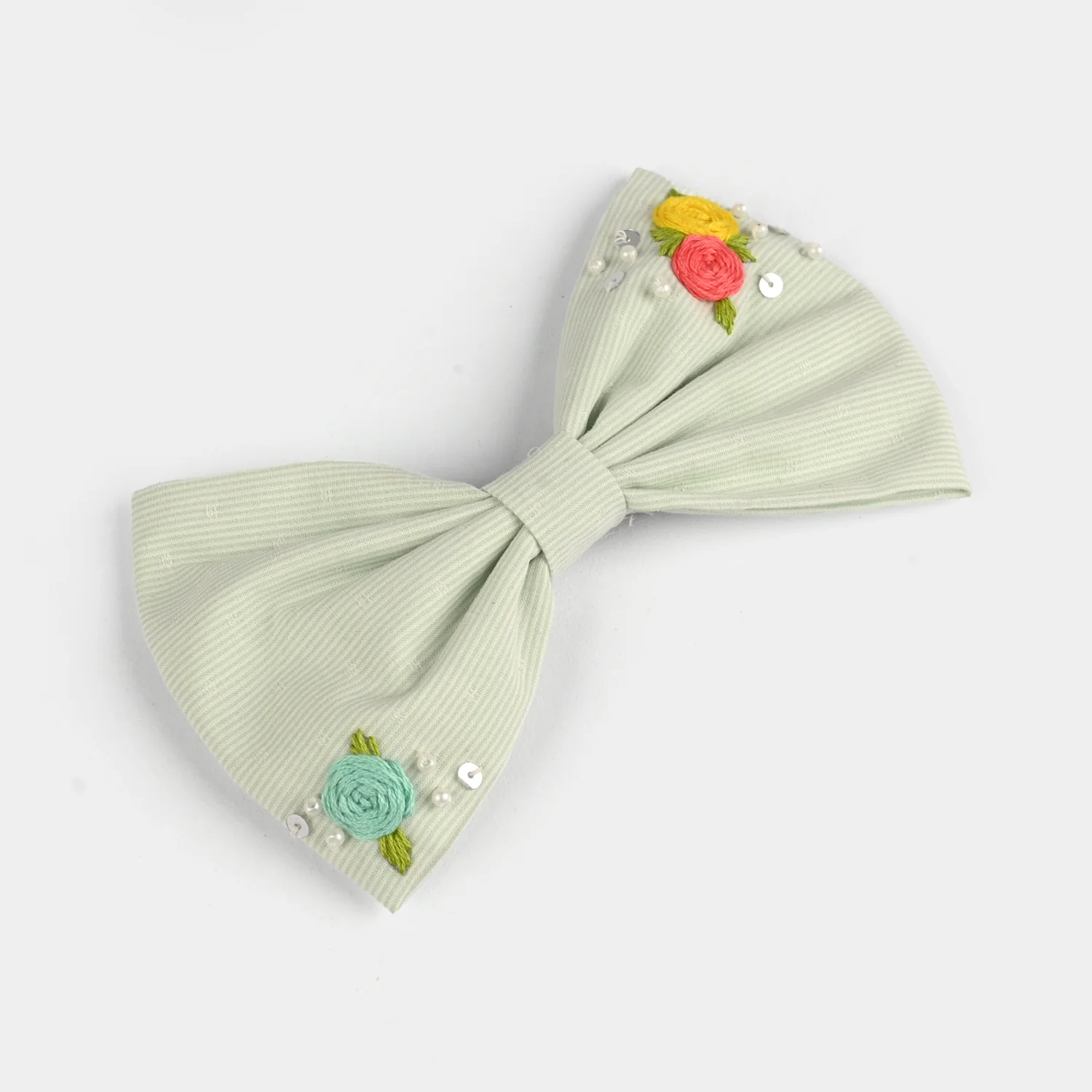 Handmade Embroidered Bow Hair Pin