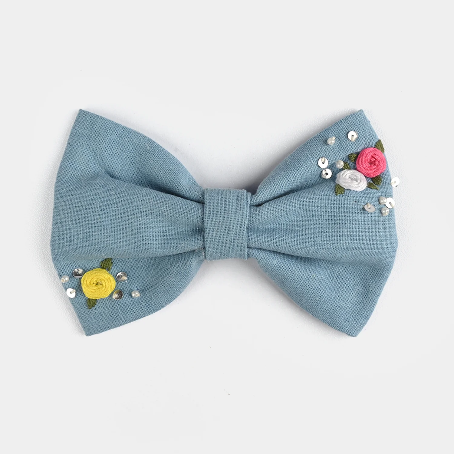 Handmade Embroidered Bow Hair Pin - Image 2
