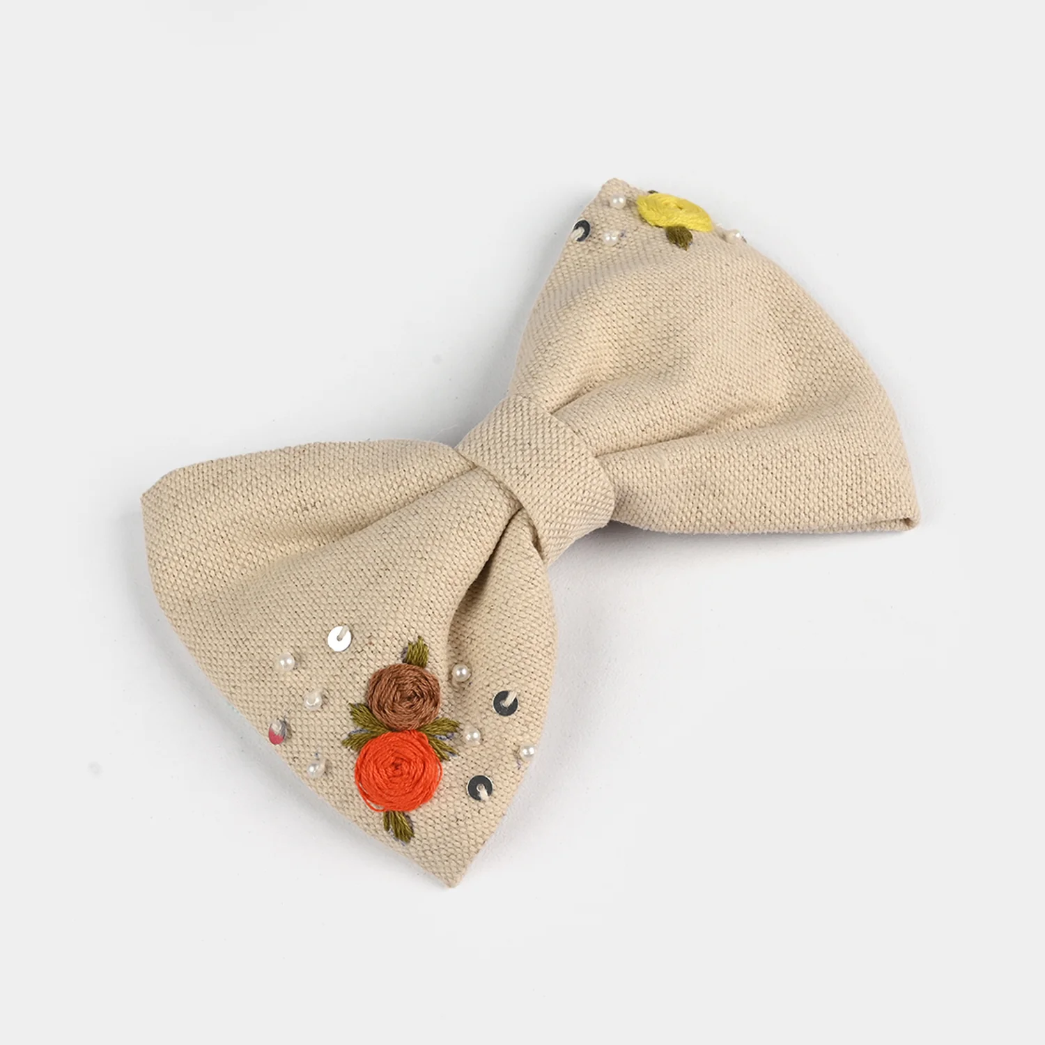 Handmade Embroidered Bow Hair Pin