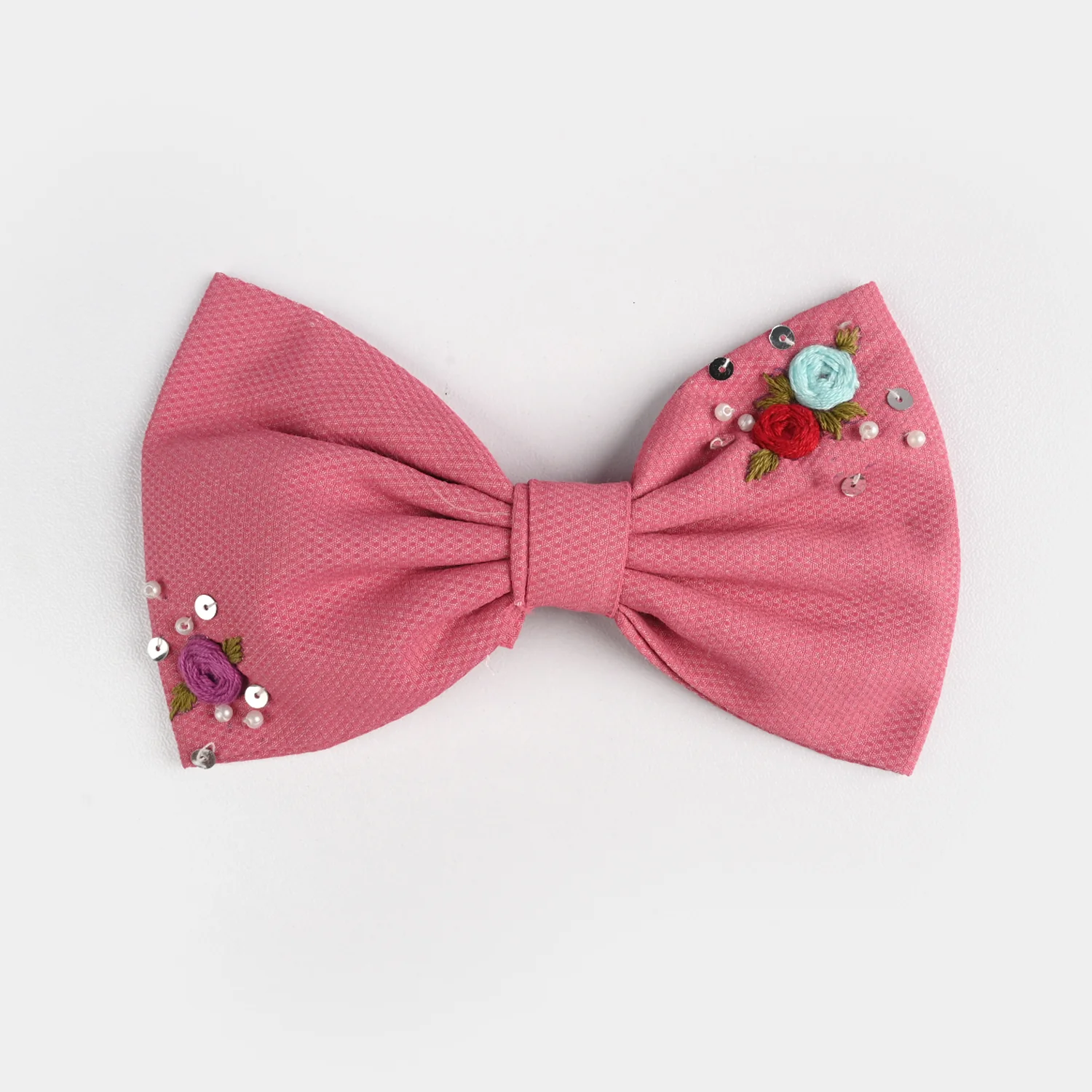 Handmade Embroidered Bow Hair Pin - Image 2
