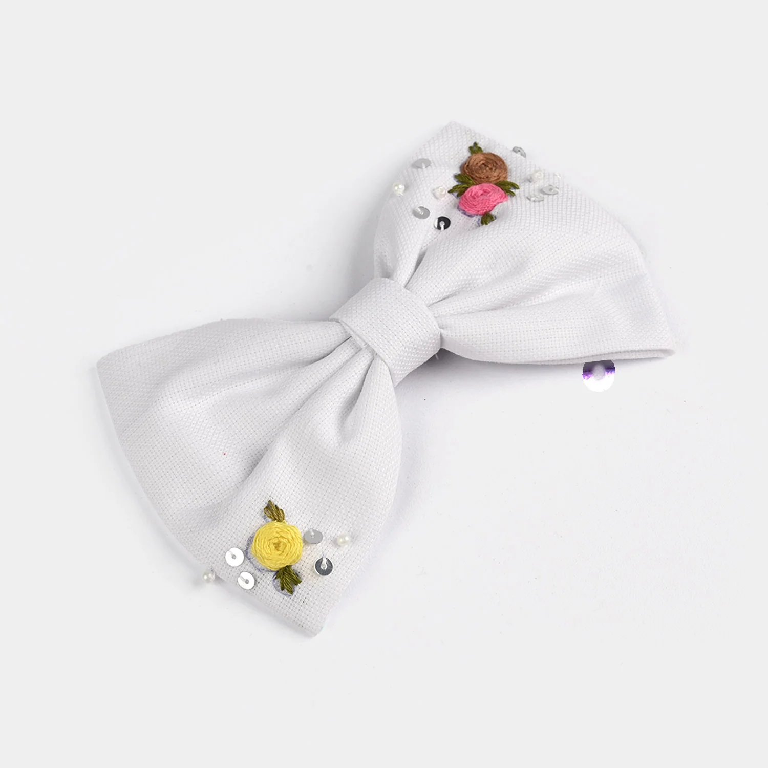 Handmade Embroidered Bow Hair Pin