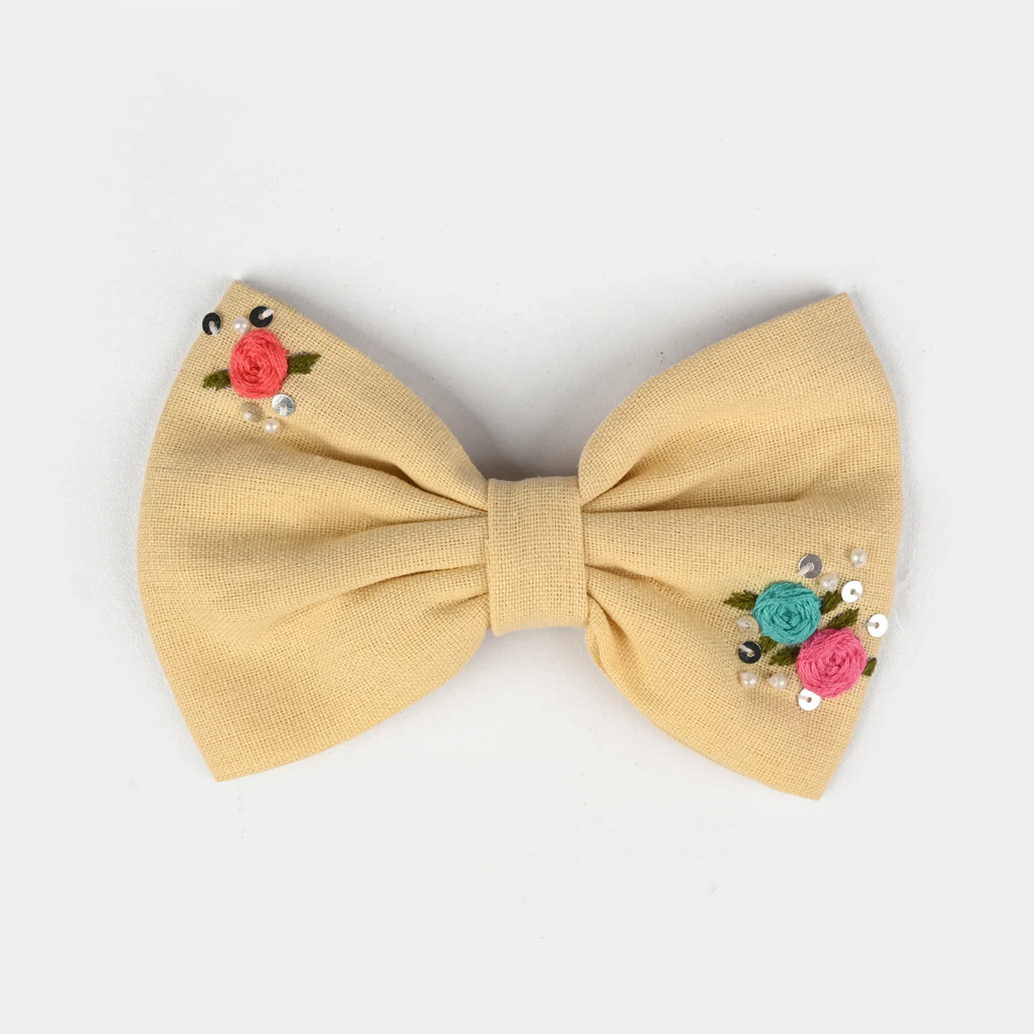 Handmade Embroidered Bow Hair Pin - Image 2