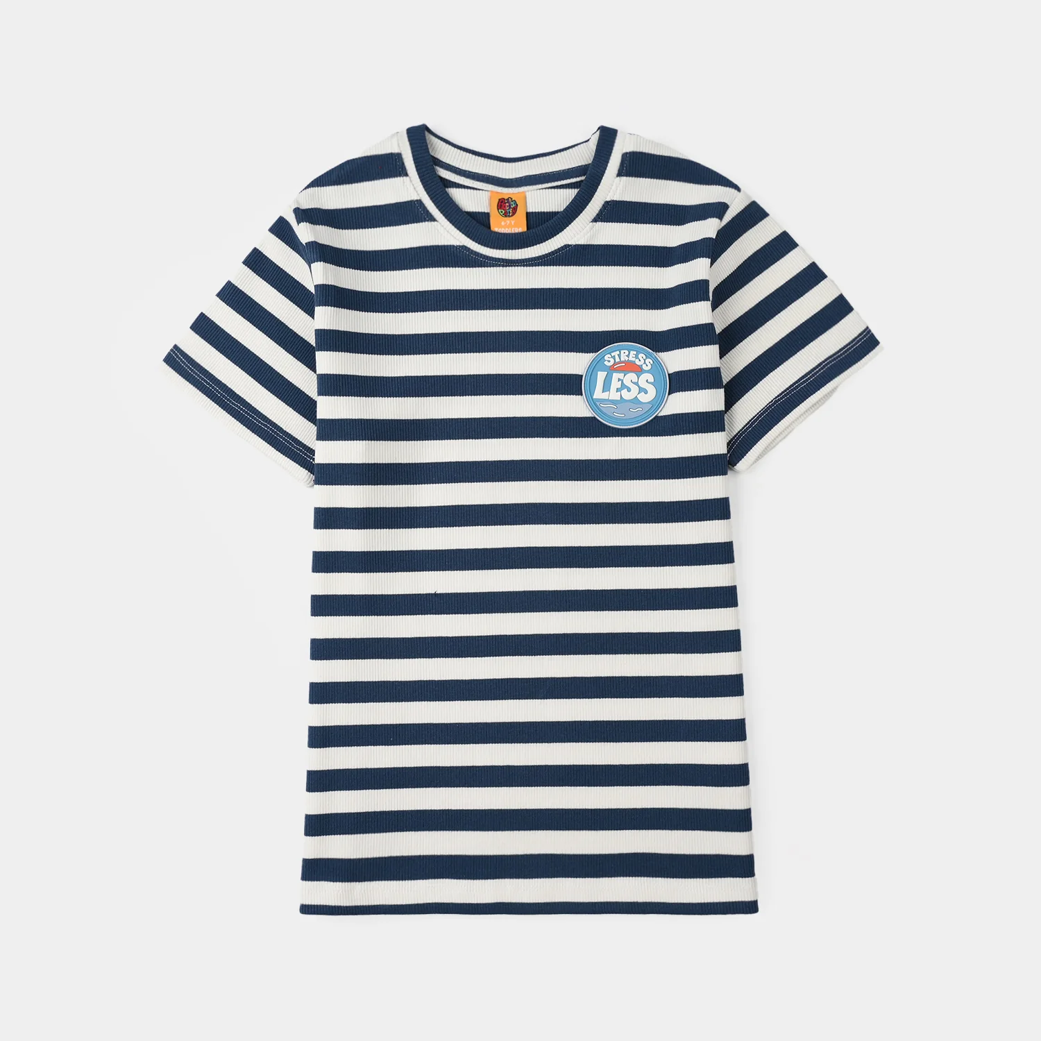 Boys 2x1 Rib T-Shirt (Stress Less) – Blue & White
