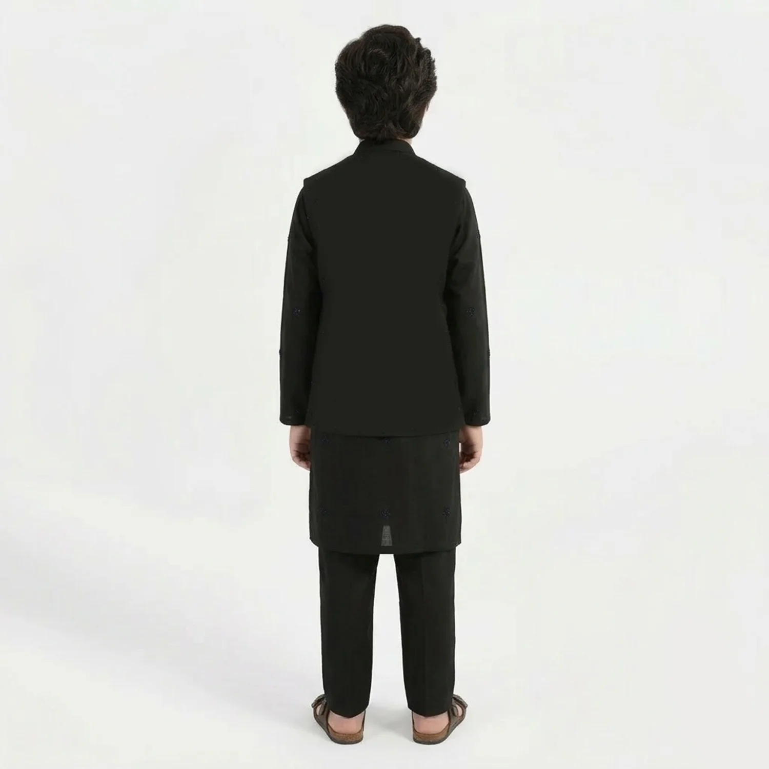 Boys Poly Viscose 3-Piece Suit - Black Lurex - Image 3