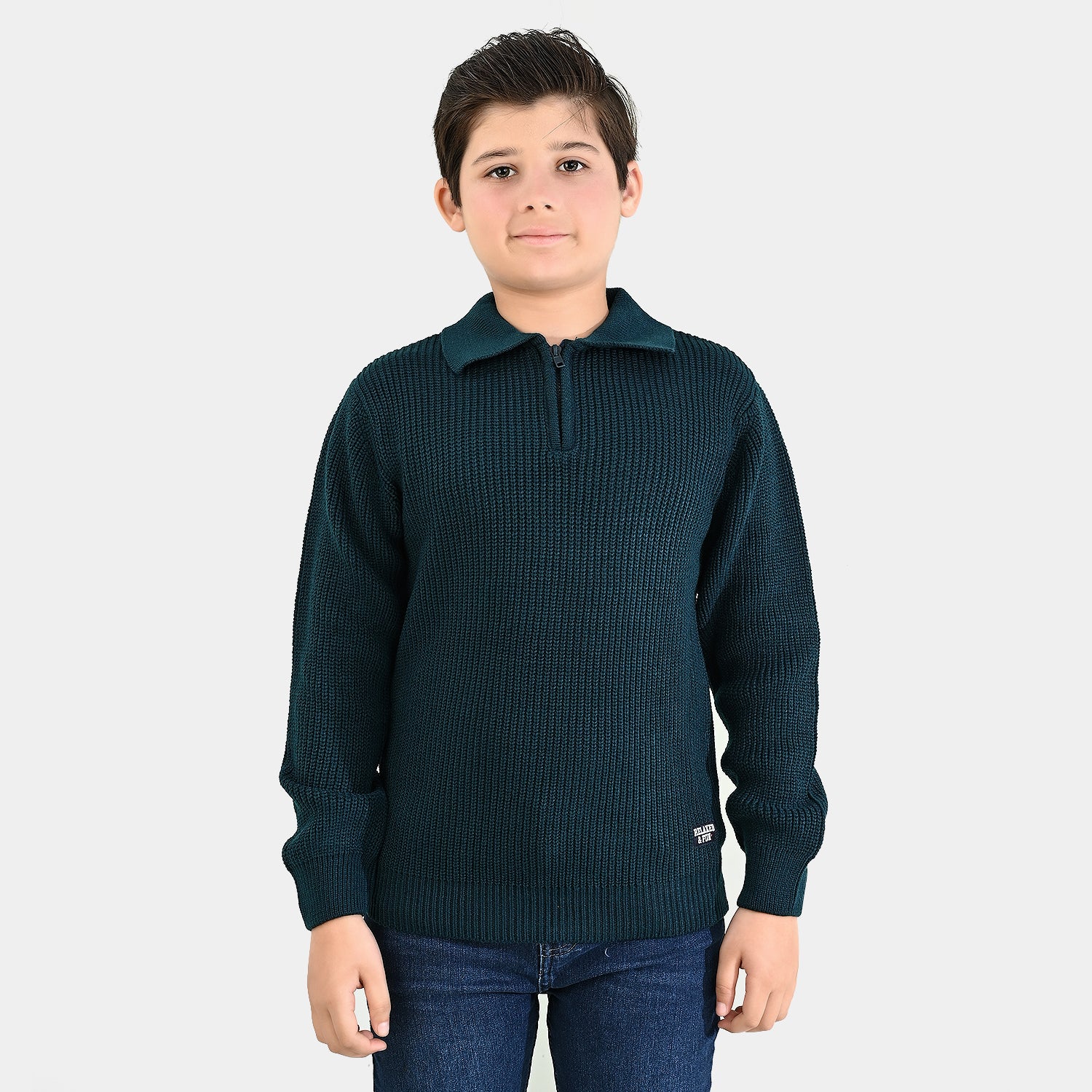 Boys Acrylic Sweater-Crystal Teal - Teal - Image 3
