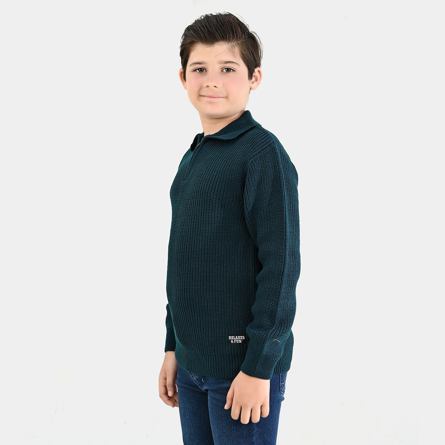 Boys Acrylic Sweater-Crystal Teal - Teal - Image 6