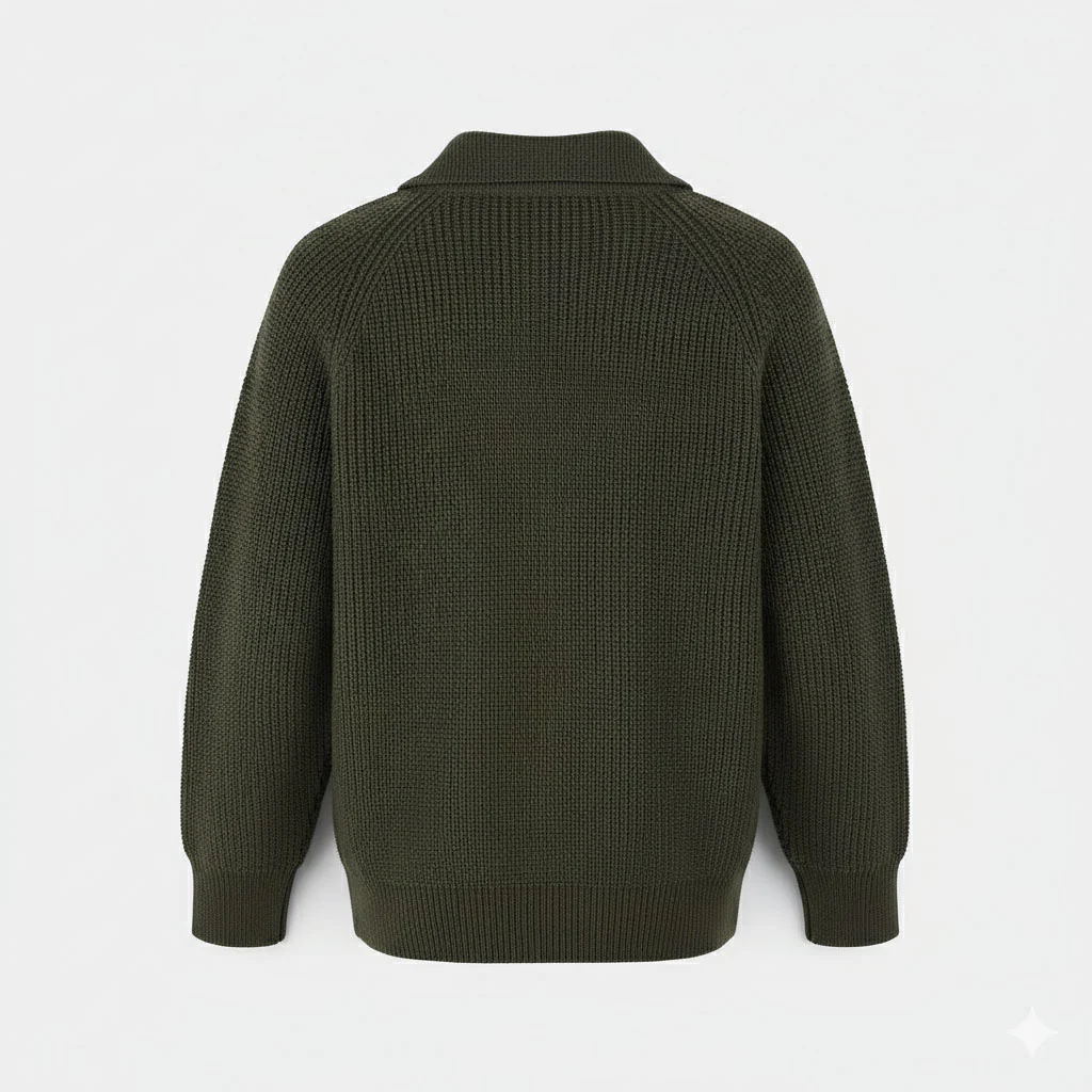 Boys Acrylic Polo Sweater - Olive - Image 4