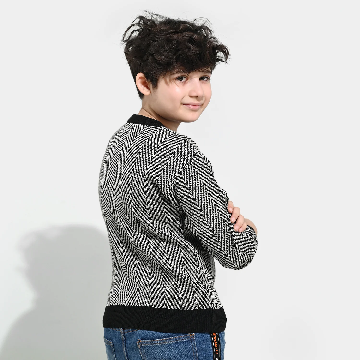 Boys Acrylic Sweater - Grey - Image 4