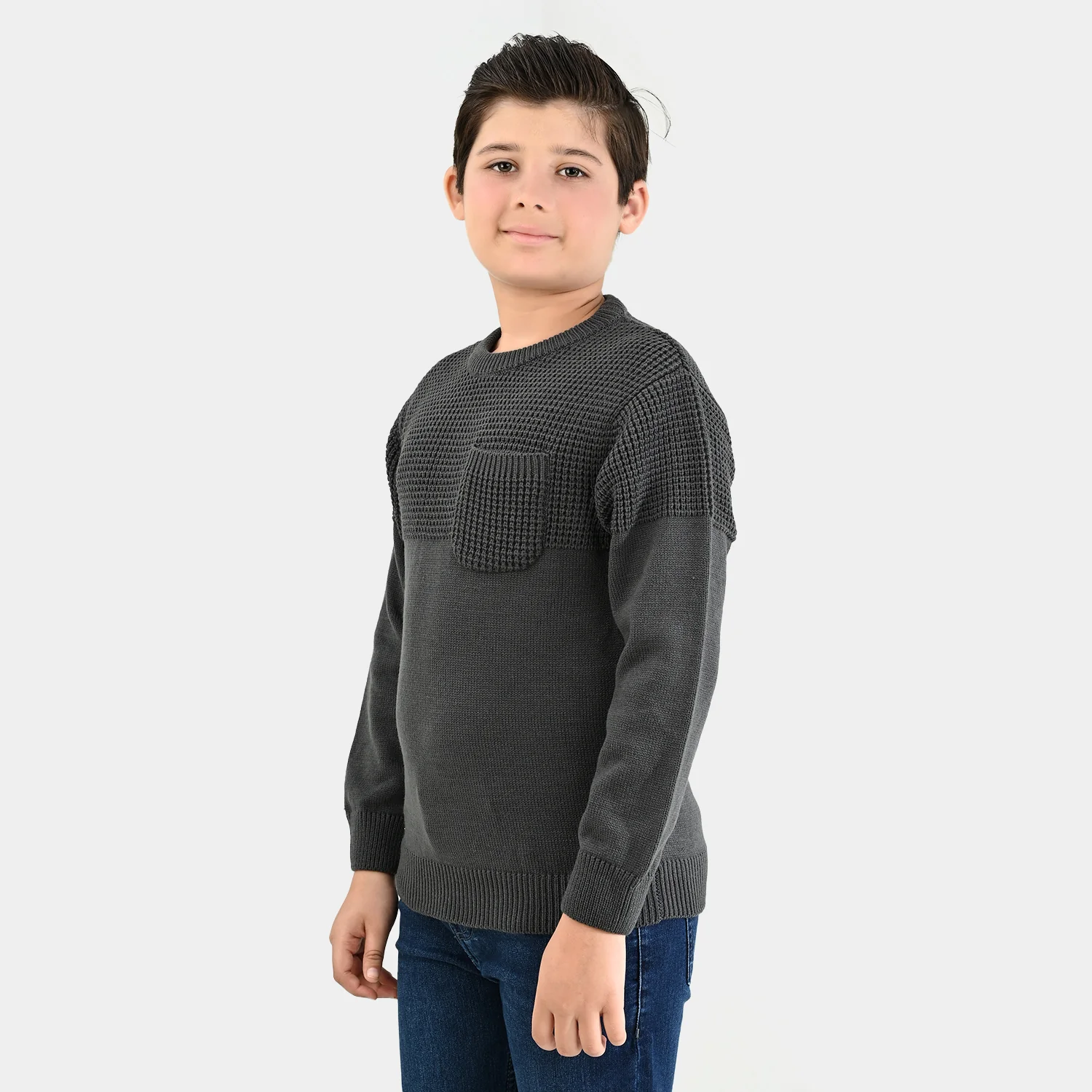 Boys Acrylic Sweater-Great Things - CHARCOAL - Image 5