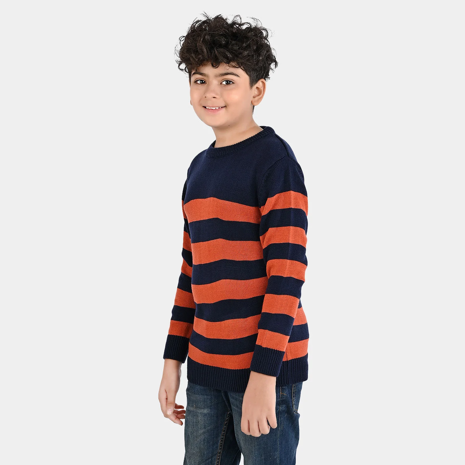 Boys Acrylic Sweater-Marmalade-Rust.Navy - Image 4