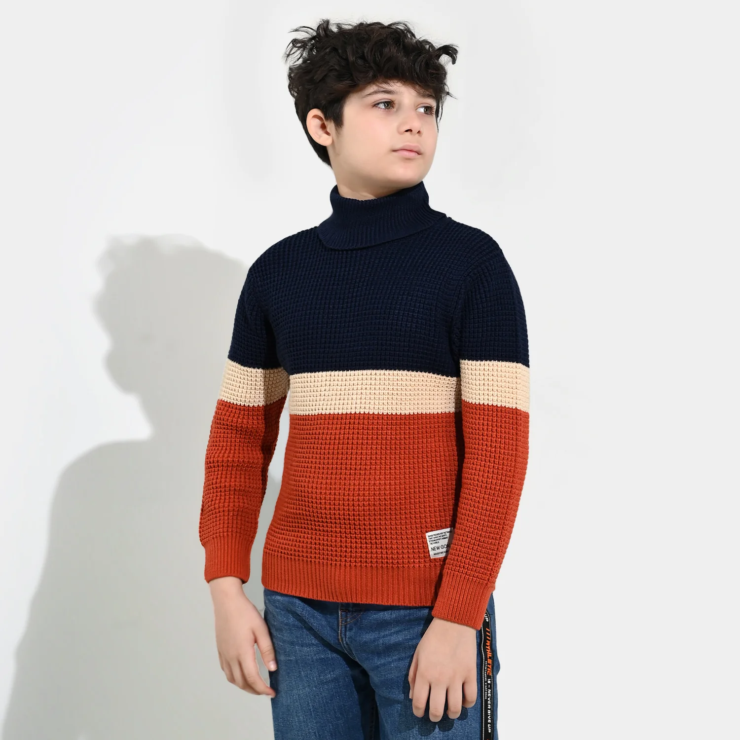 Boys Acrylic Sweater-Pop Corn - Multi - Image 3