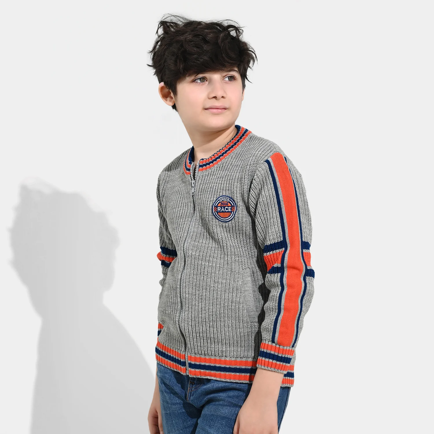 Boys Acrylic Sweater - Grey - Image 2