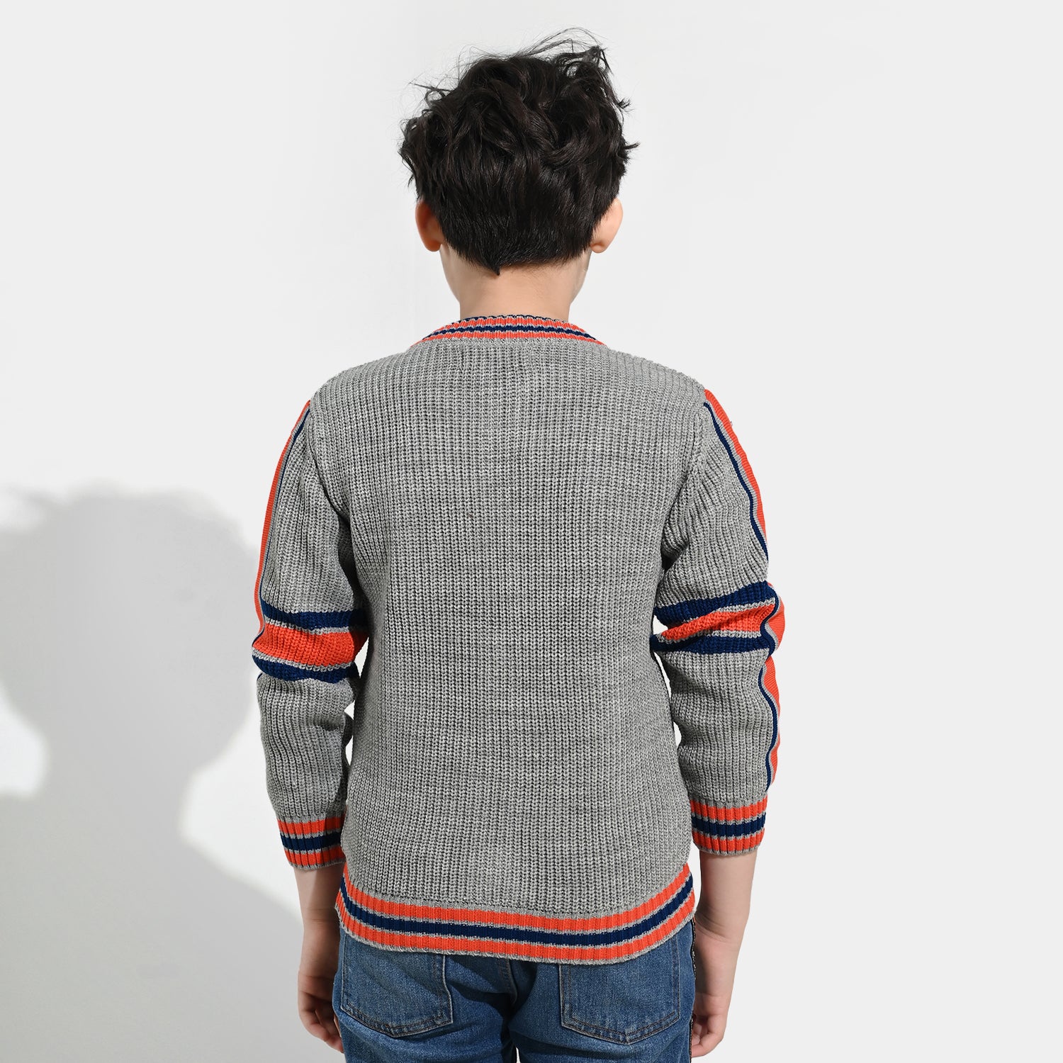 Boys Acrylic Sweater - Grey - Image 4