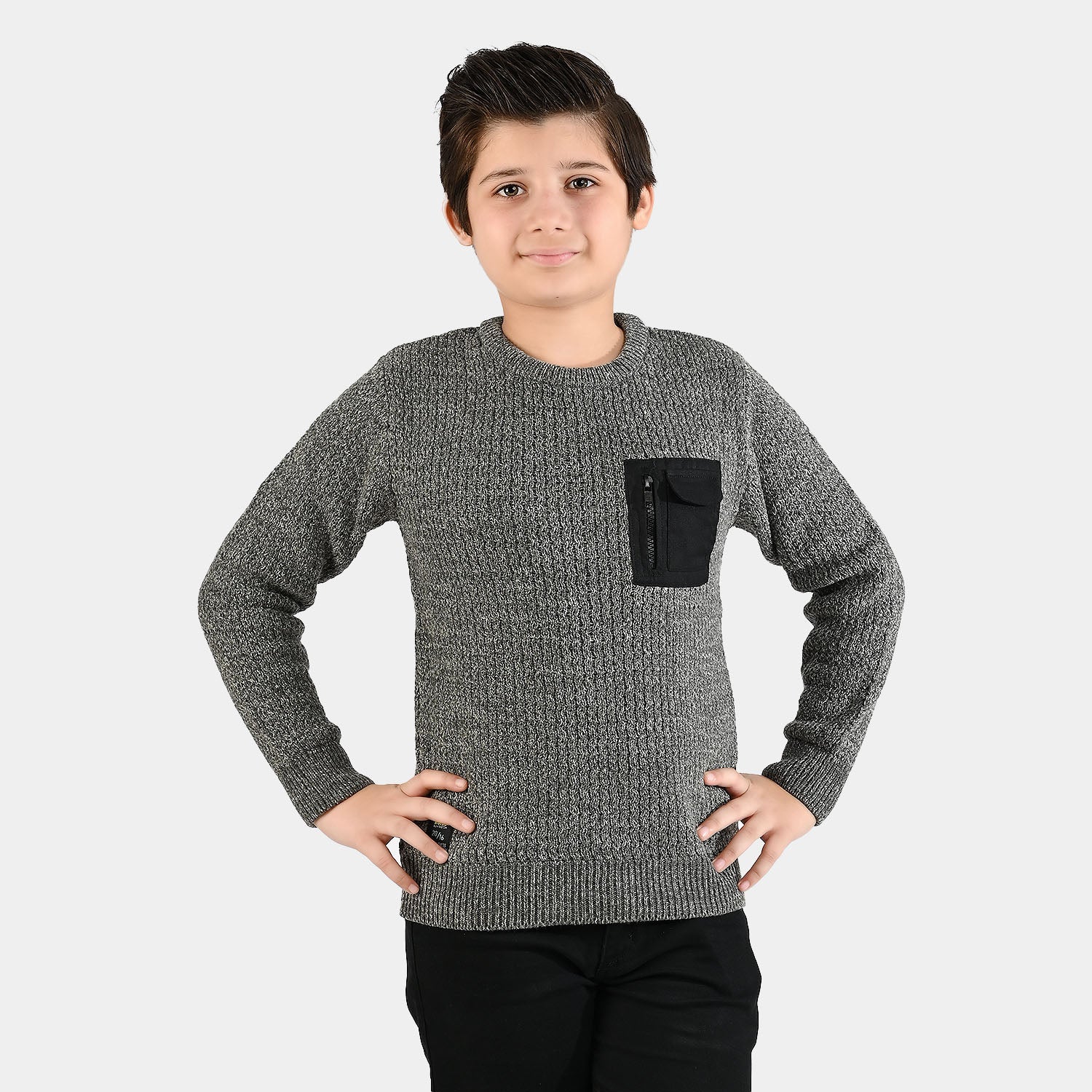 Boys Acrylic Sweater-Rules-GREY - Image 4