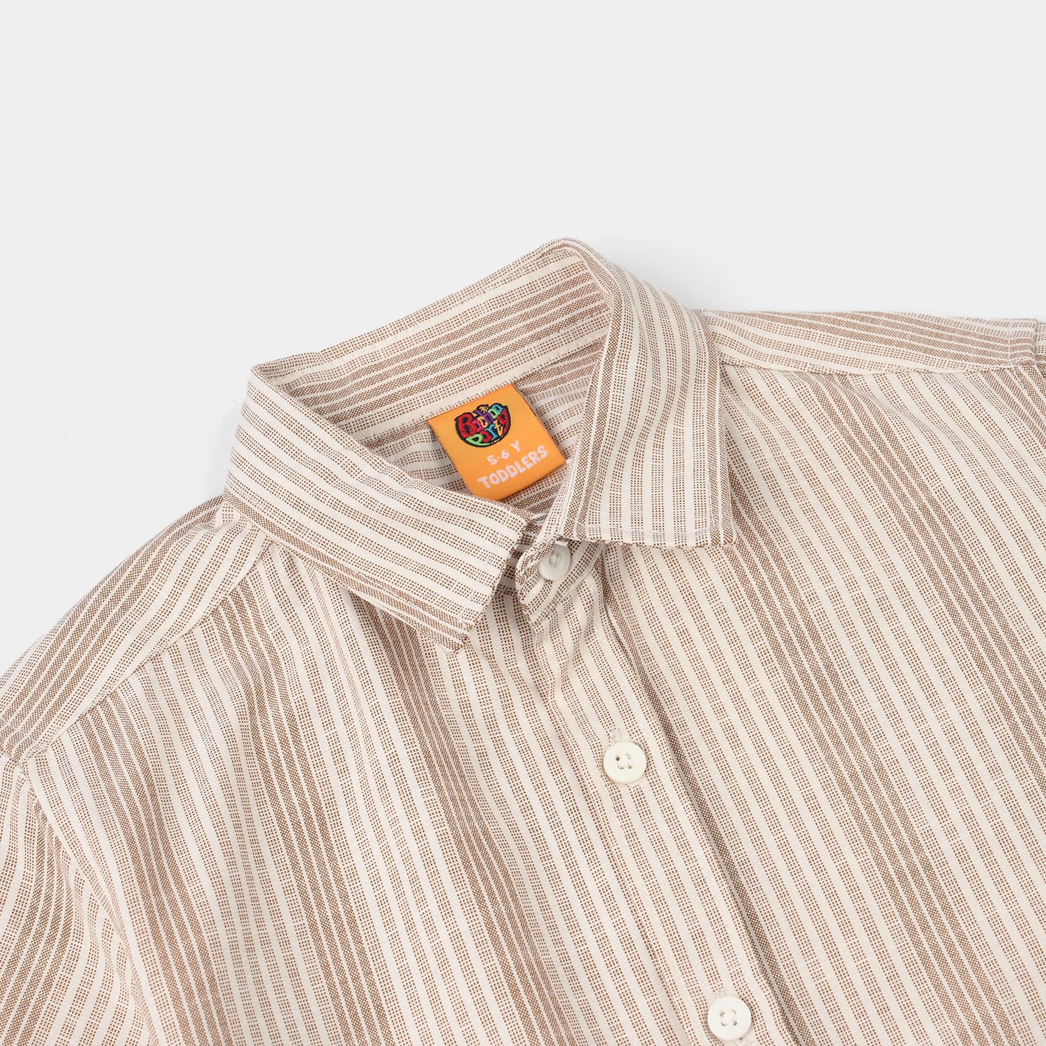 Boys Yarn Dyed Casual Shirt (Half Placket) - White - Image 2