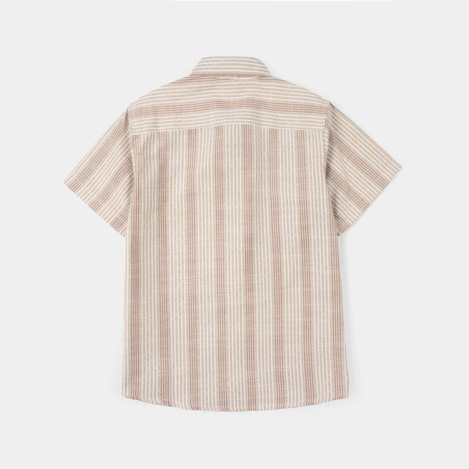 Boys Yarn Dyed Casual Shirt (Half Placket) - White - Image 4
