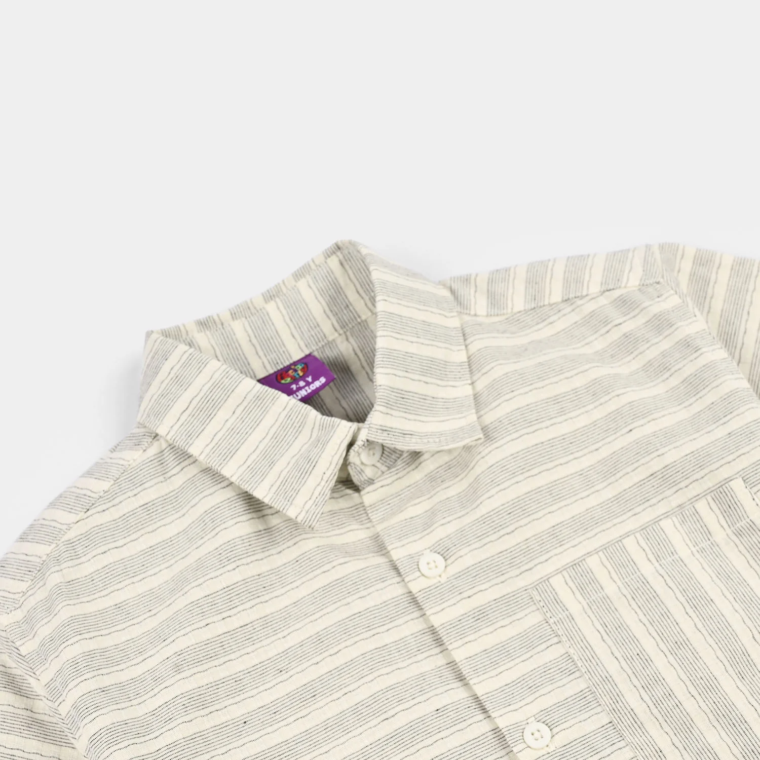 Boys Yarn Dyed Casual Shirt (Hustle Mood) - White - Image 2
