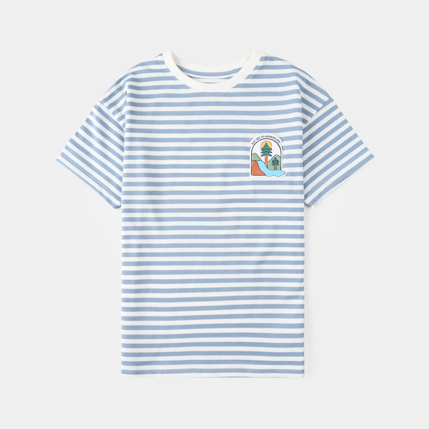 Boys Yarn Dyed T-Shirt Adventure - Blue
