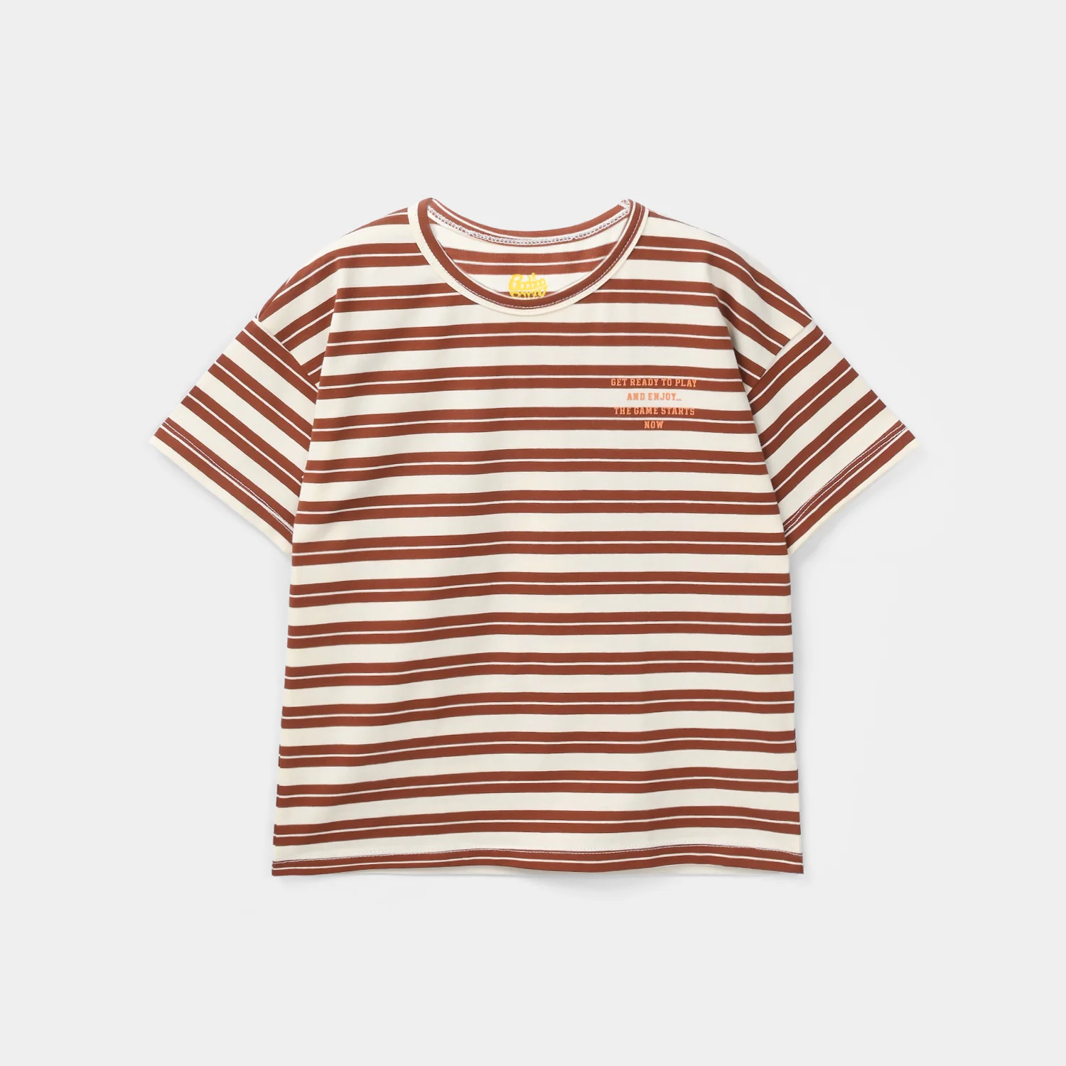 Boys Yarn Dyed T-Shirt (Get Ready) - Brown
