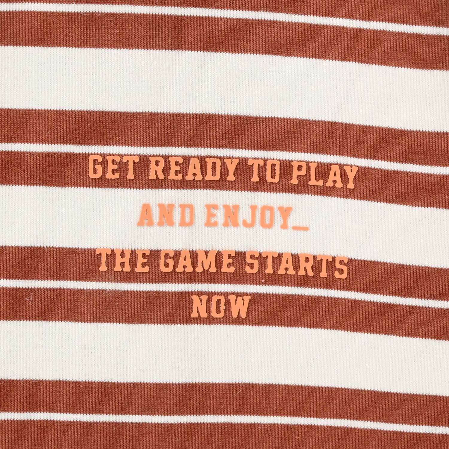 Boys Yarn Dyed T-Shirt (Get Ready) - Brown - Image 2