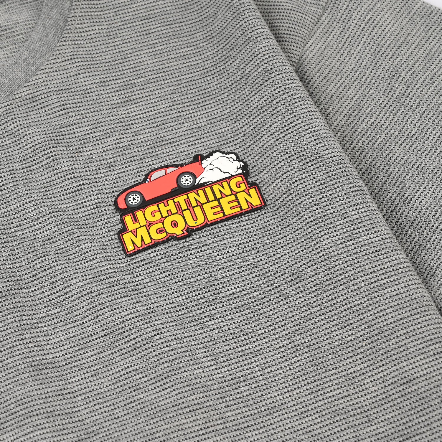 Boys Yarn Dyed  T-Shirt Lightning Mcqueen - Grey - Image 2